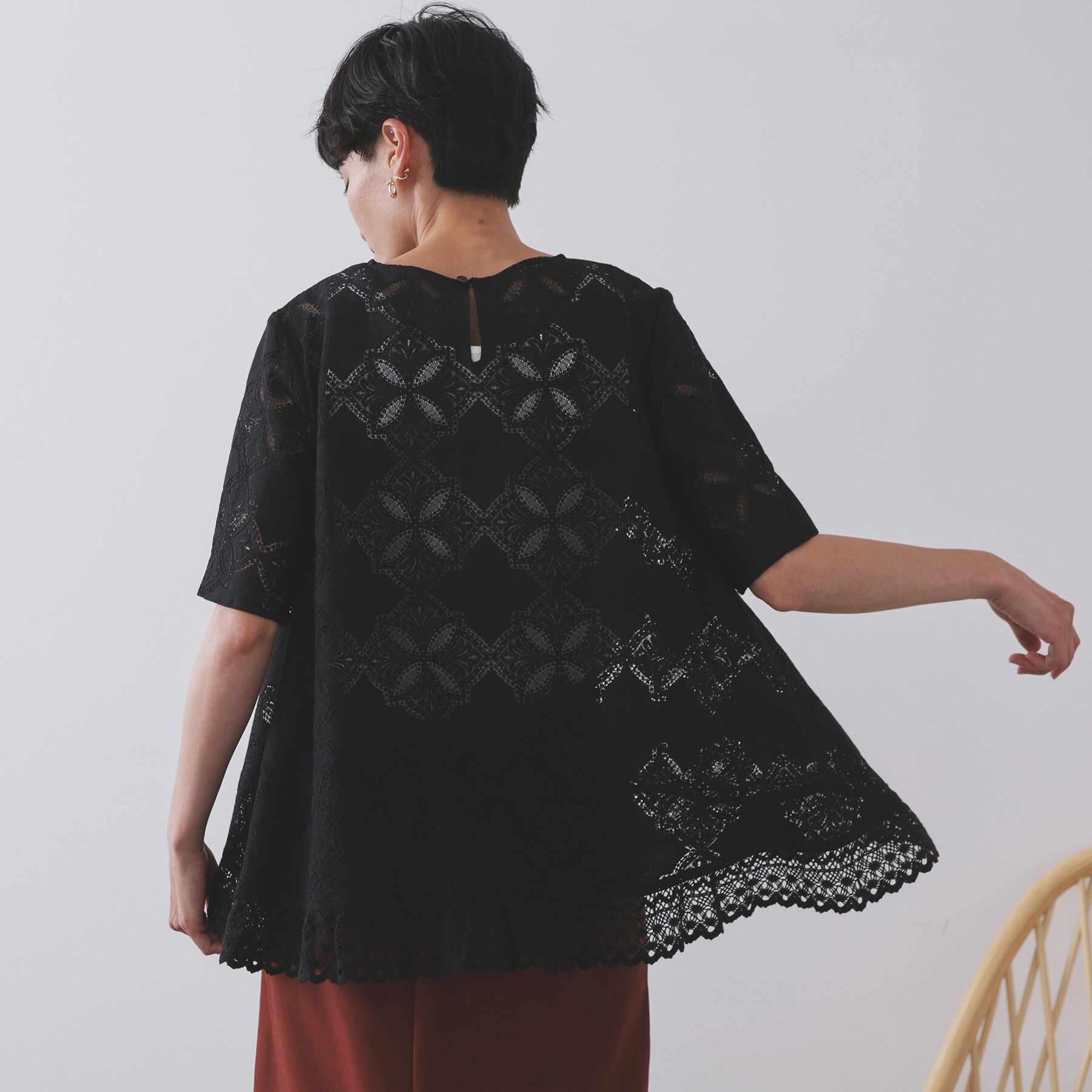 OPAQUE.CLIP「レースフレアブラウス【洗濯機洗い可】」|シャツ・ブラウス|