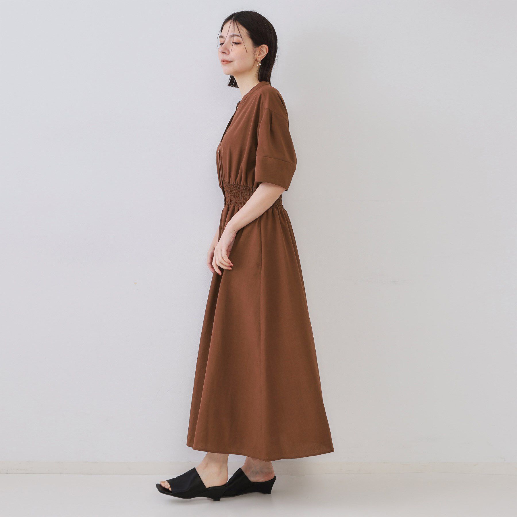 OPAQUE.CLIP「リネンライクスキッパーフィット＆フレアワンピース【洗濯機洗い可】」|ワンピース|