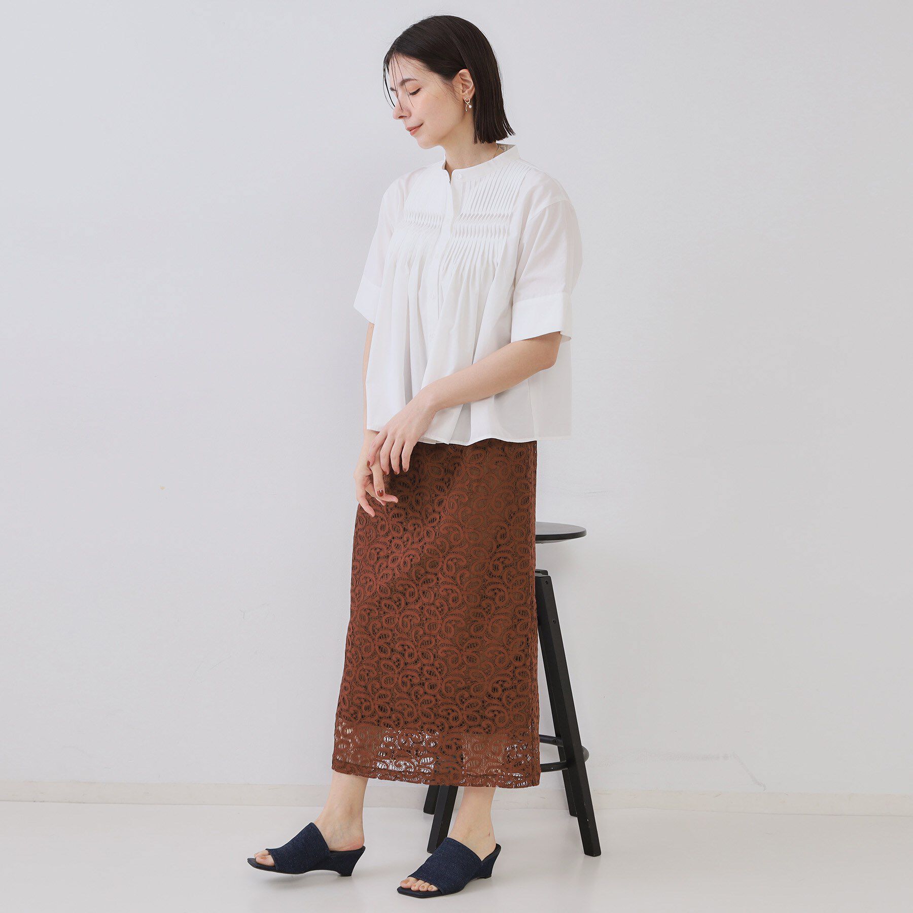 OPAQUE.CLIP「ピンタックフレアシャツ【洗濯機洗い可】」|シャツ・ブラウス|