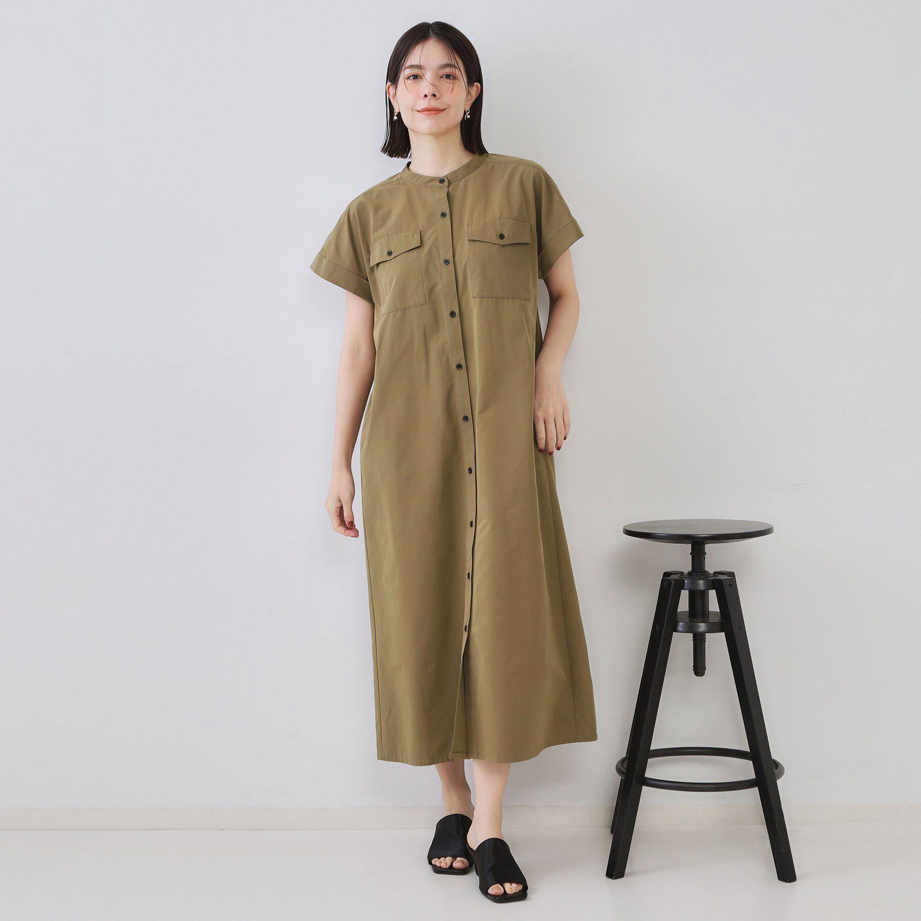 OPAQUE.CLIP「ダブルポケットシャツワンピース【洗濯機洗い可】」|ワンピース|