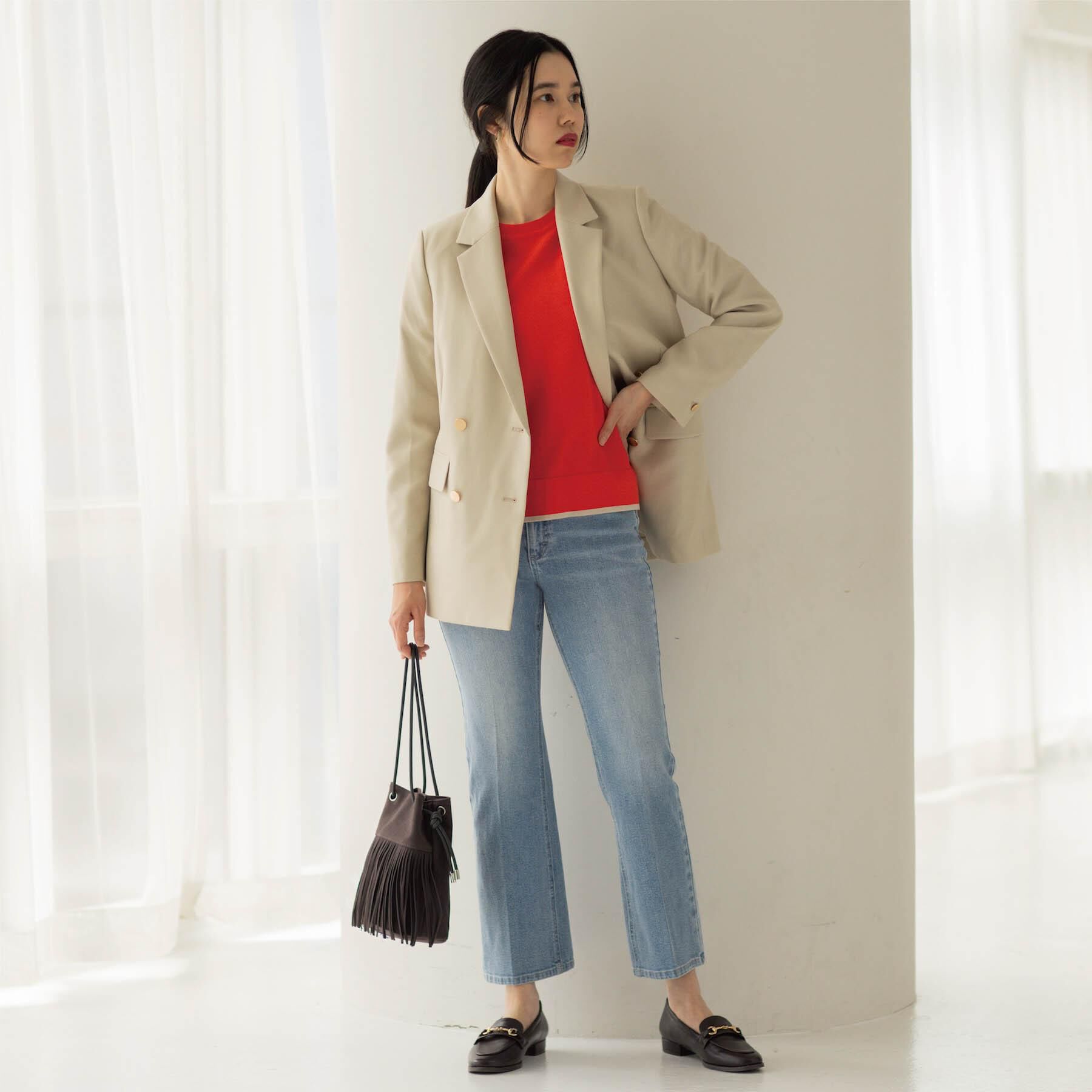 OPAQUE.CLIP「ストレッチセミフレアデニム【洗濯機洗い可】《SS-LLサイズ》」|デニム|