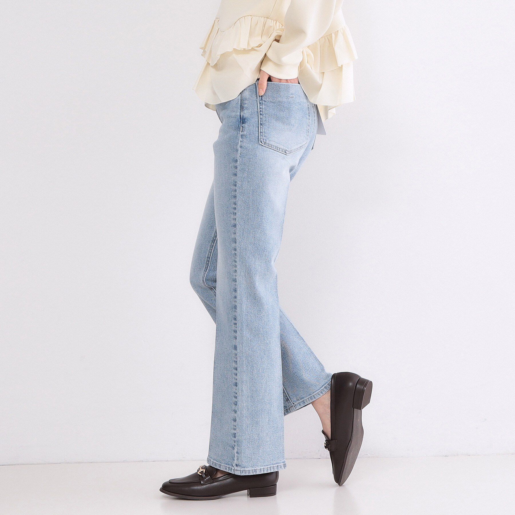 OPAQUE.CLIP「ストレッチセミフレアデニム【洗濯機洗い可】《SS-LLサイズ》」|デニム|