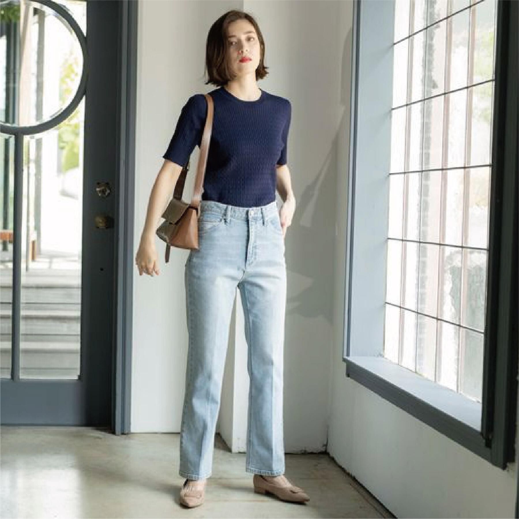 OPAQUE.CLIP「ストレッチセミフレアデニム【洗濯機洗い可】《SS-LLサイズ》」|デニム|