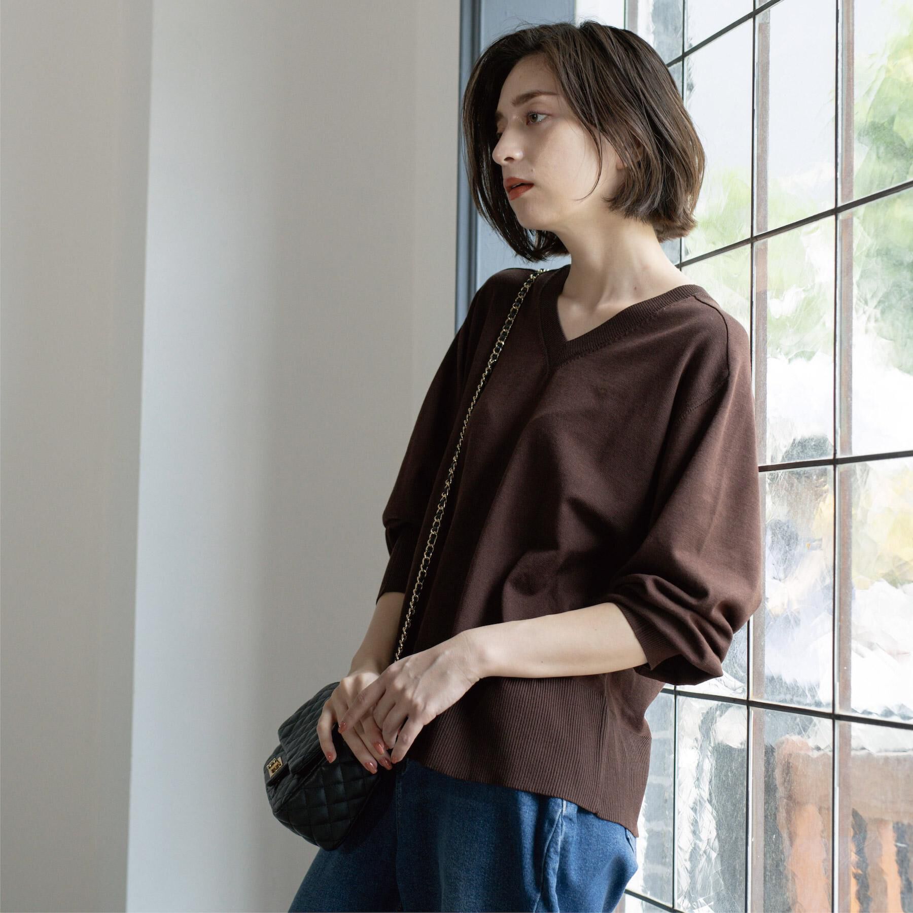 OPAQUE.CLIP「リラクシーVネックニット【洗濯機洗OK】《6col》」|ニット・セーター|