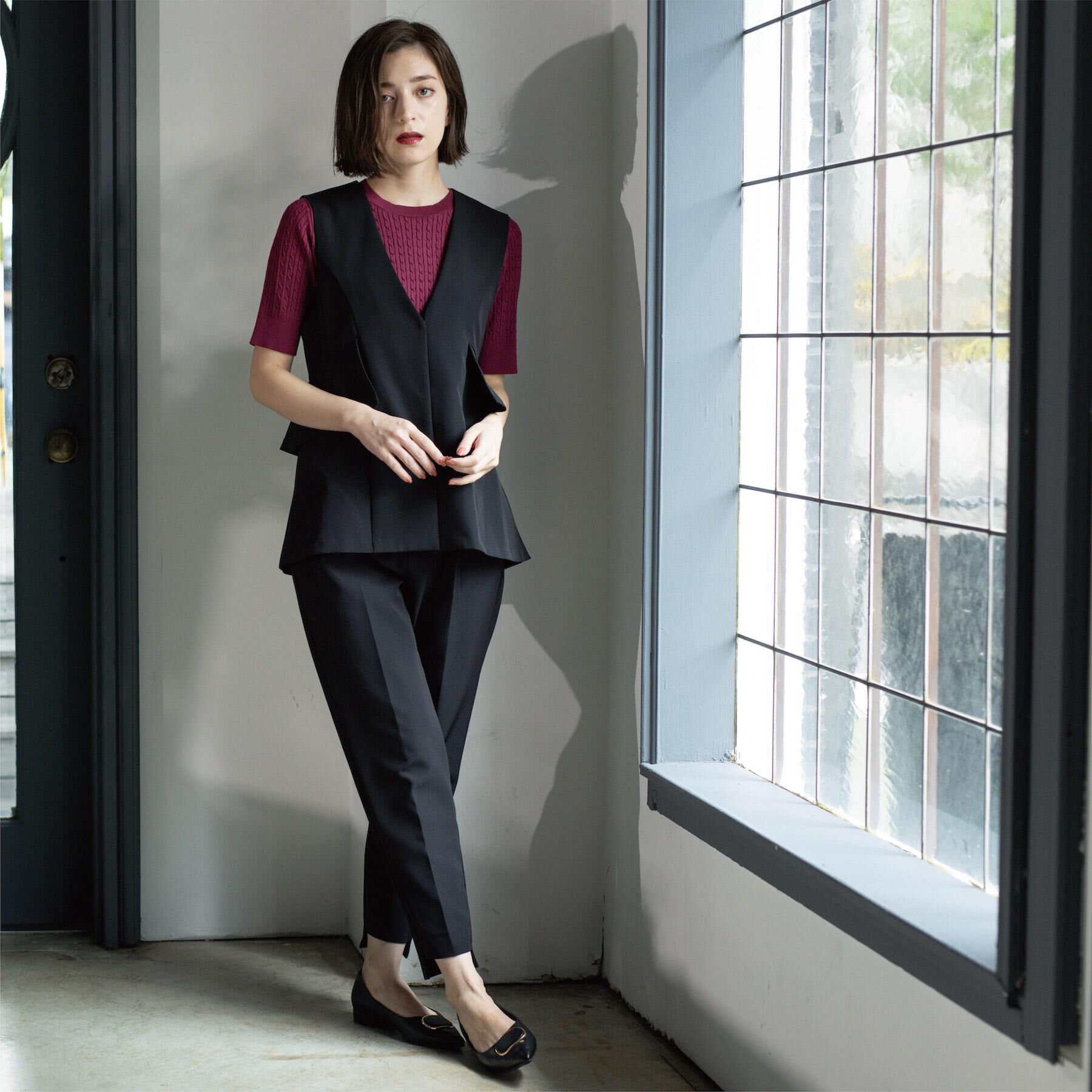 OPAQUE.CLIP「フリルペプラムジレ/セットアップ対応可【洗濯機洗い可】」|ベスト・ジレ|