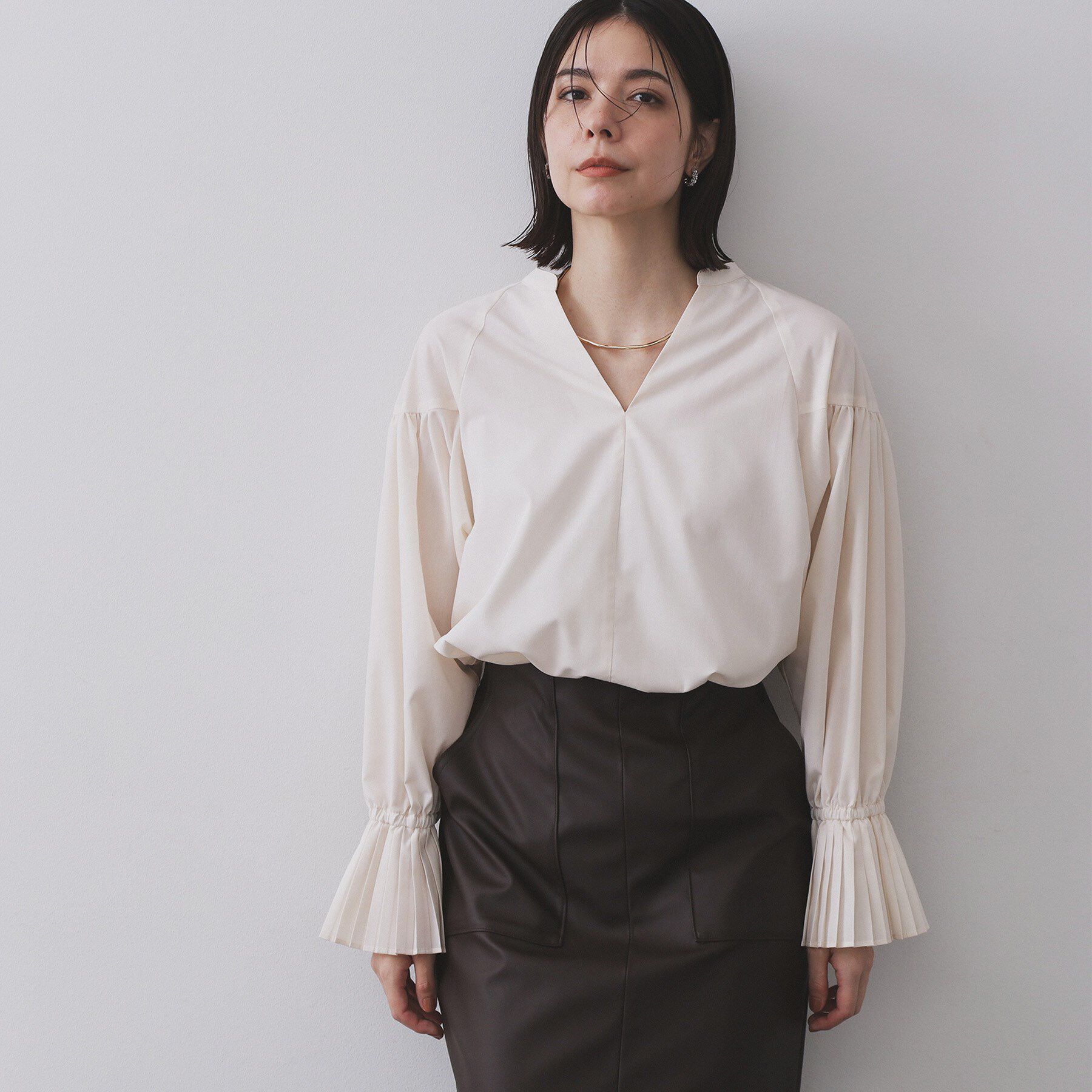 OPAQUE.CLIP「プリーツキャンディスリーブブラウス【洗濯機洗い可】」|シャツ・ブラウス|