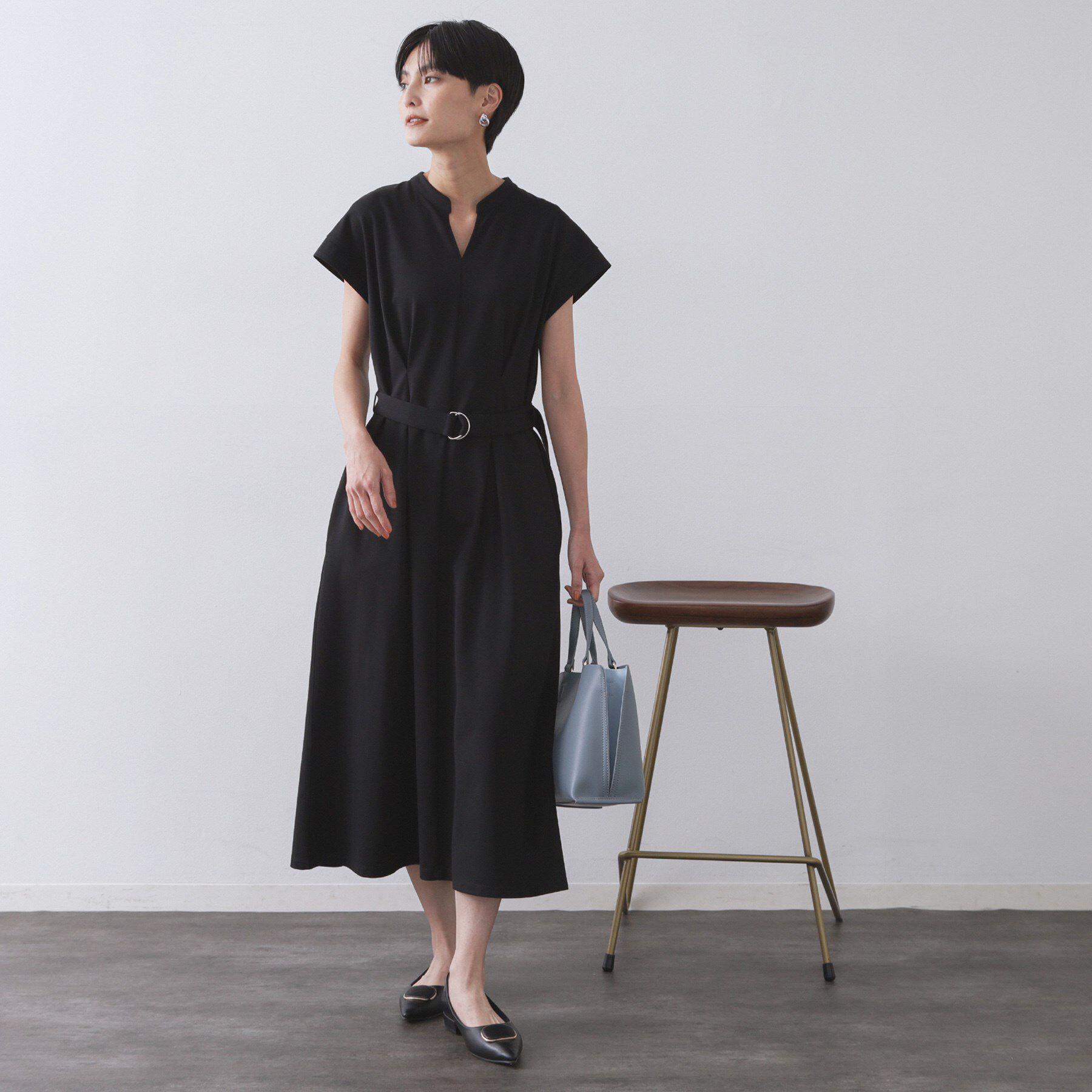 OPAQUE.CLIP「ベルト付きスキッパーワンピース【洗濯機洗い可】」|ワンピース|