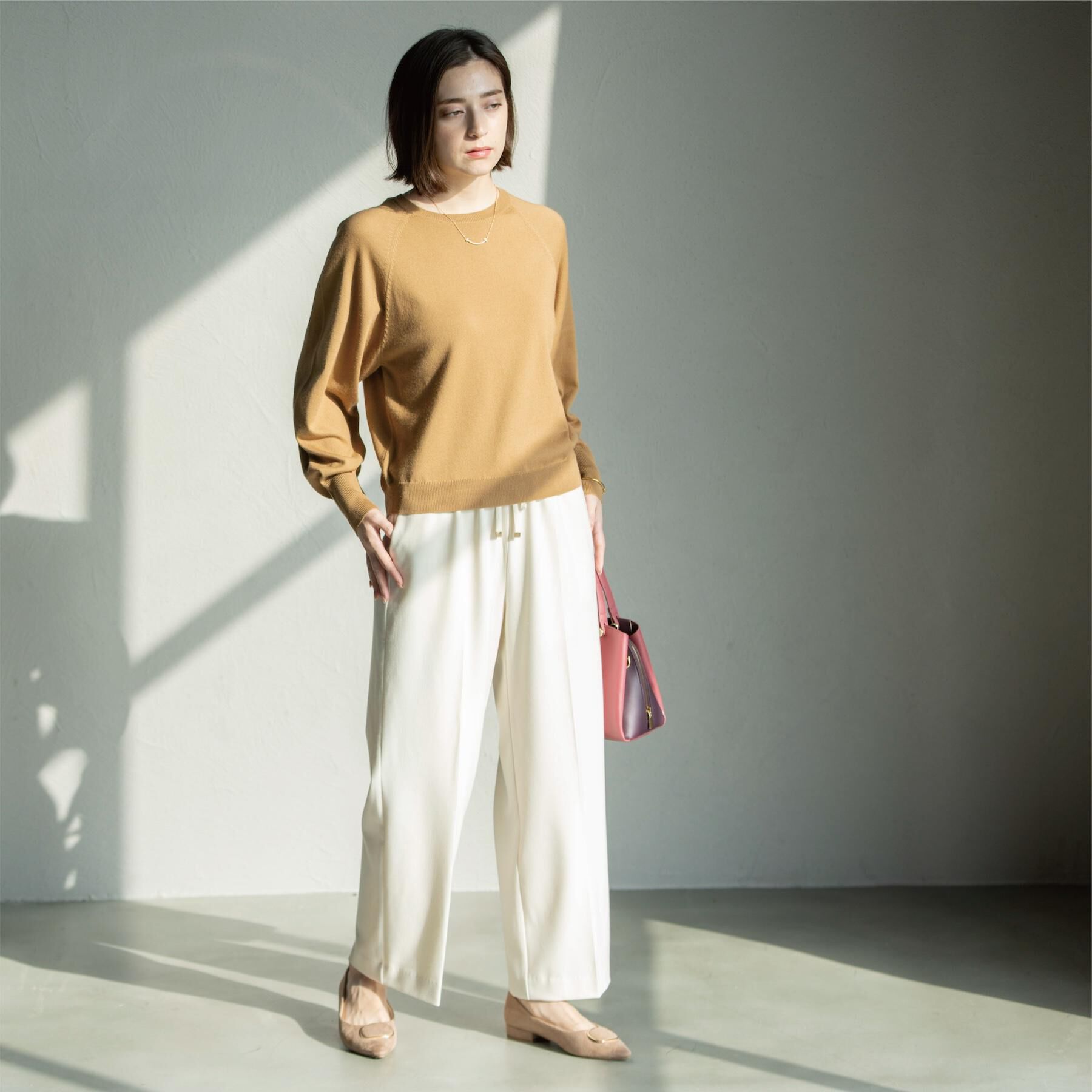 OPAQUE.CLIP「ラグランクルーネックニット/エクストラファインメリノウール【THEシリーズ/洗濯機OK】」|ニット・セーター|