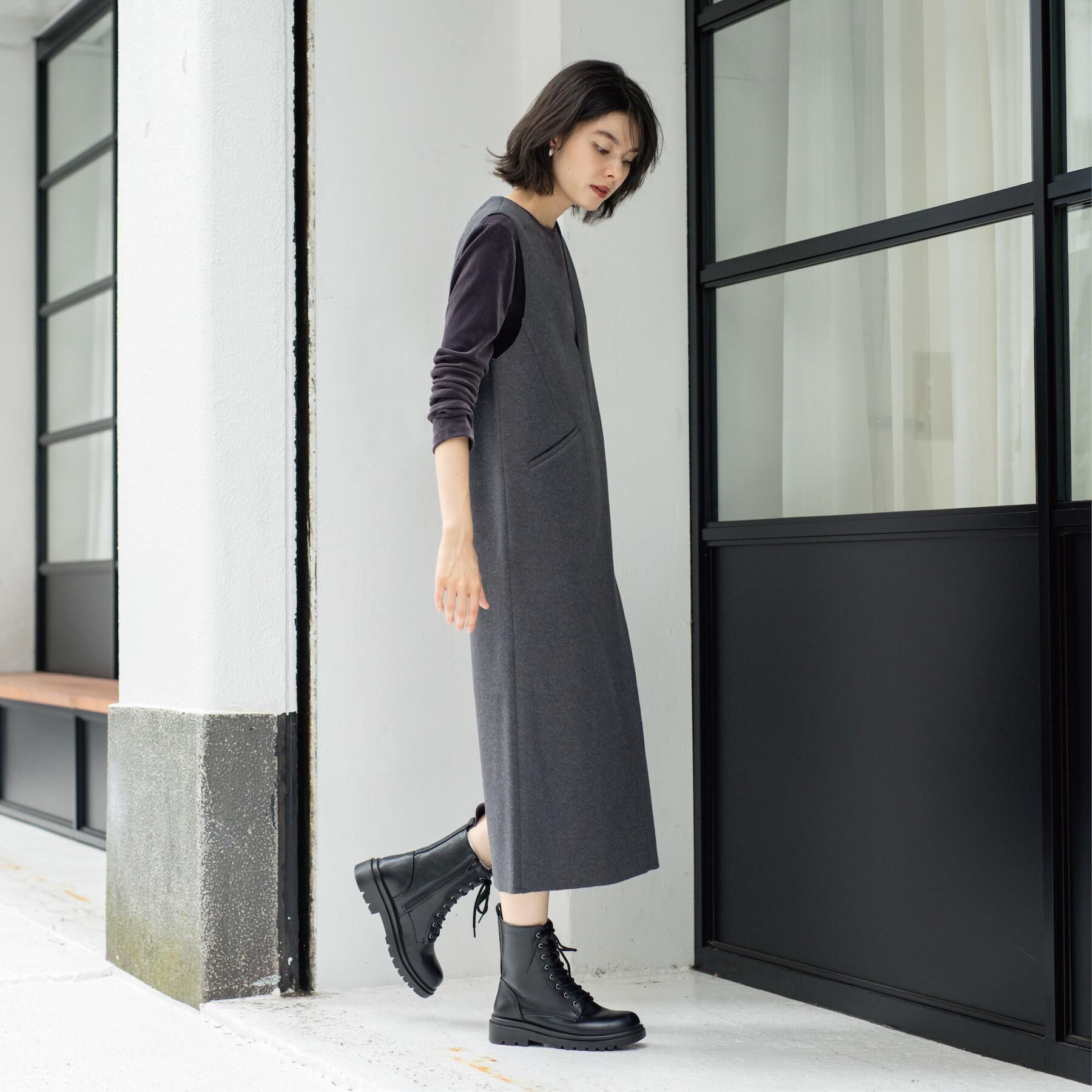 OPAQUE.CLIP「ウールライクジャンパードレス【洗濯機洗い可】」|ワンピース|