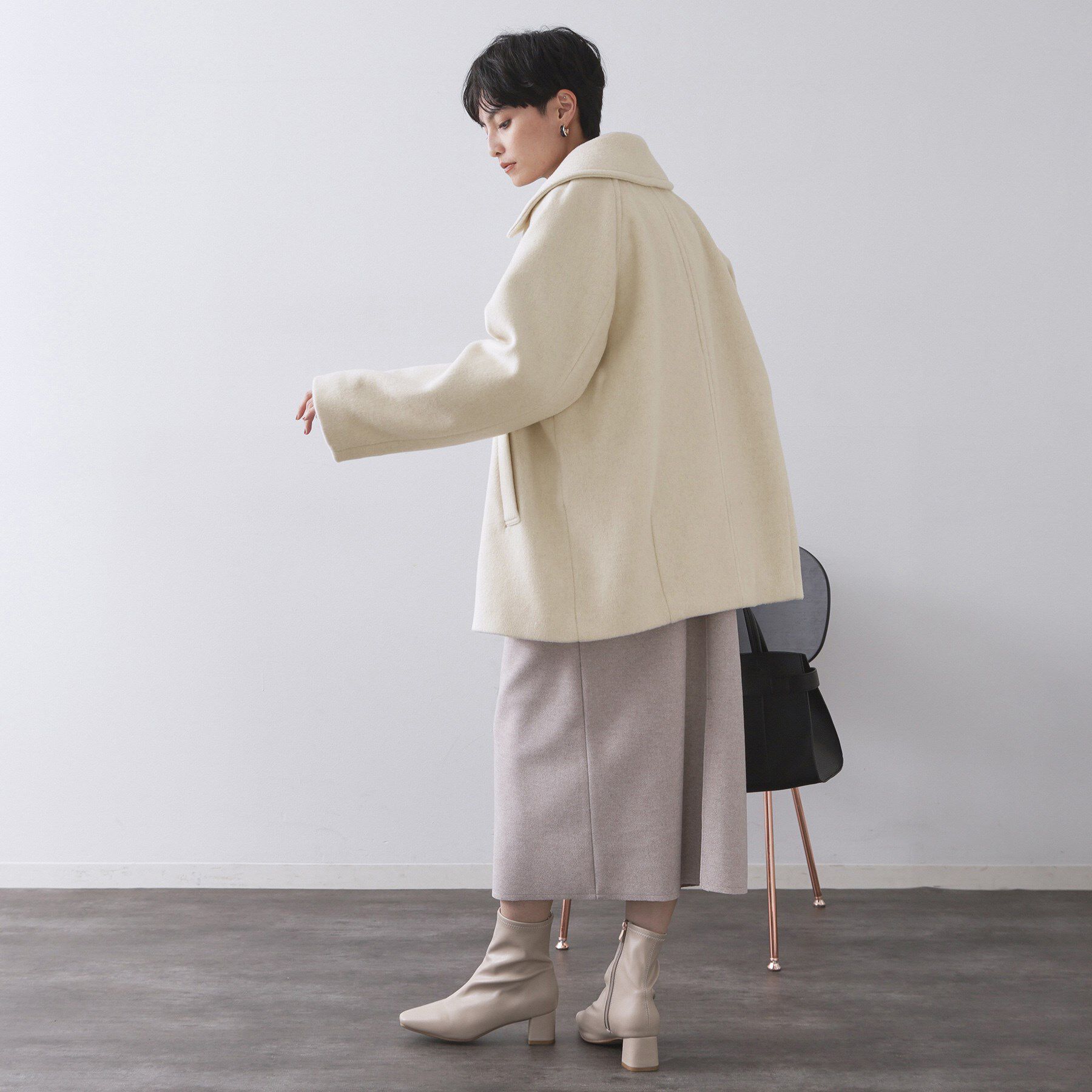 OPAQUE.CLIP「カシミヤブレンドウールミドルピーコート」|ピーコート|