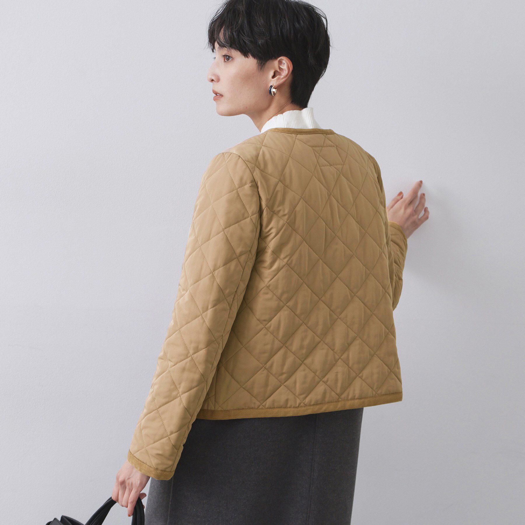 OPAQUE.CLIP「撥水キルティングノーカラージャケット【洗濯機洗い可】」|ノーカラージャケット|
