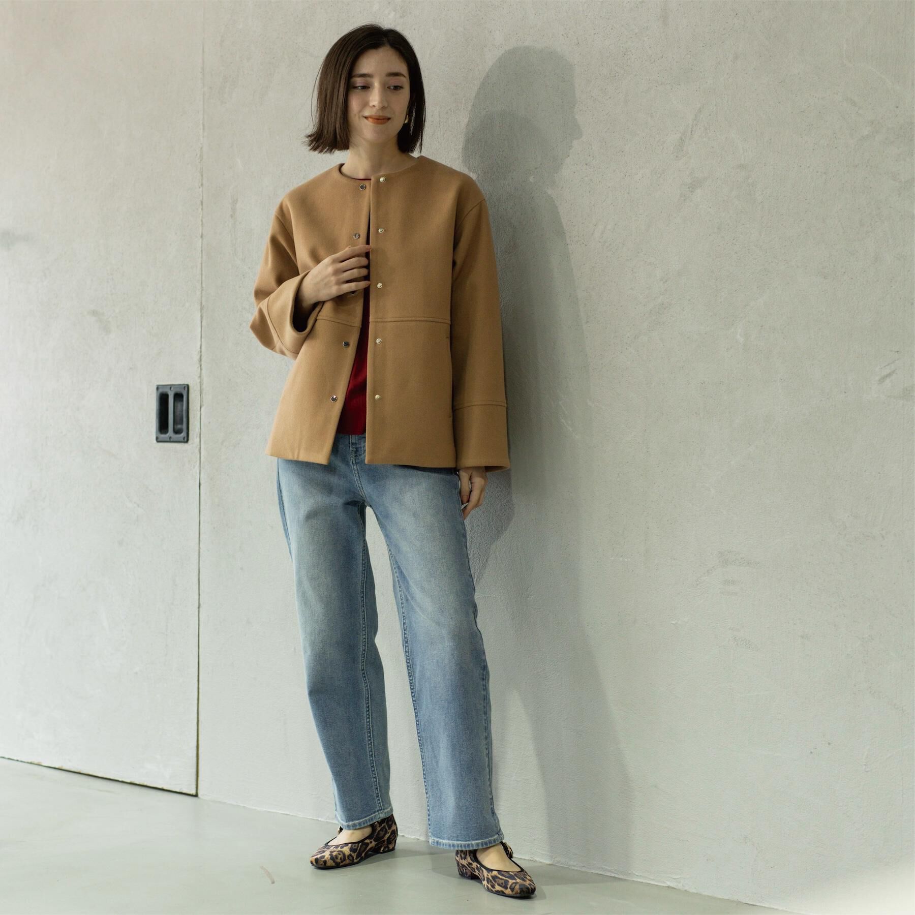 OPAQUE.CLIP「ウールライクメルトンノーカラーコート【洗濯機洗い可】」|ノーカラーコート|