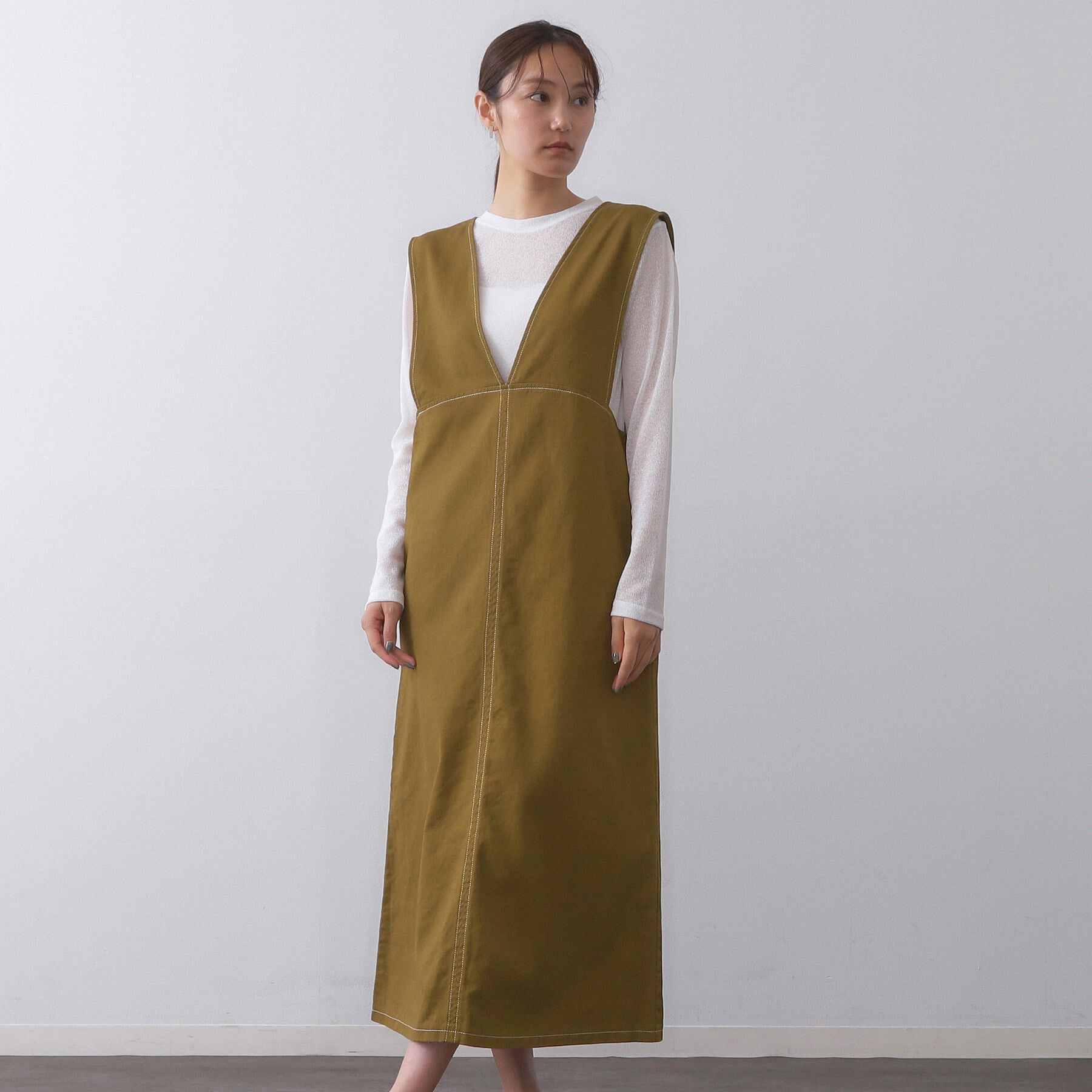 OPAQUE.CLIP「配色ステッチジャンスカ【洗濯機洗い可】」|ワンピース|