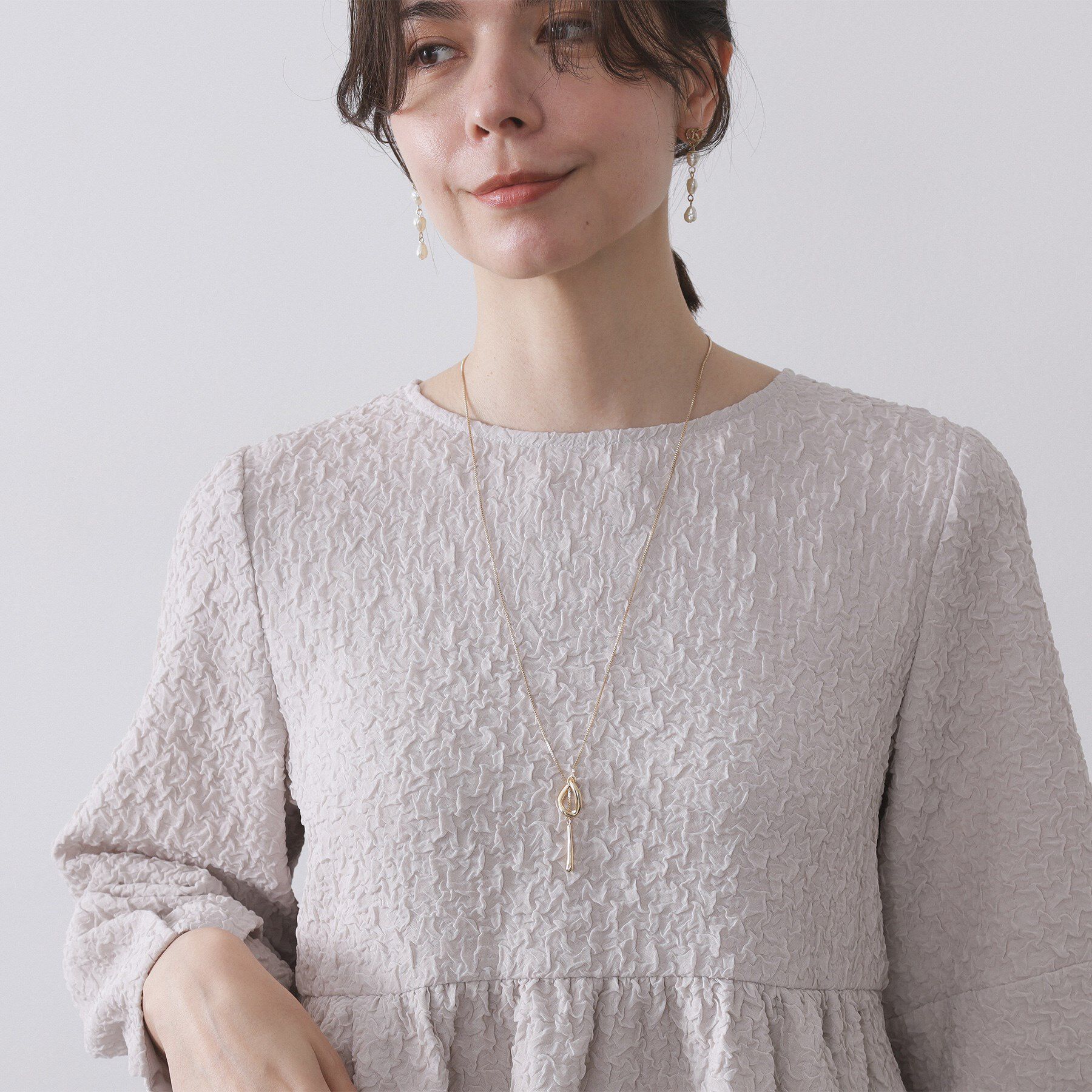 OPAQUE.CLIP「Y字リングしずくメタルネックレス」|ネックレス|