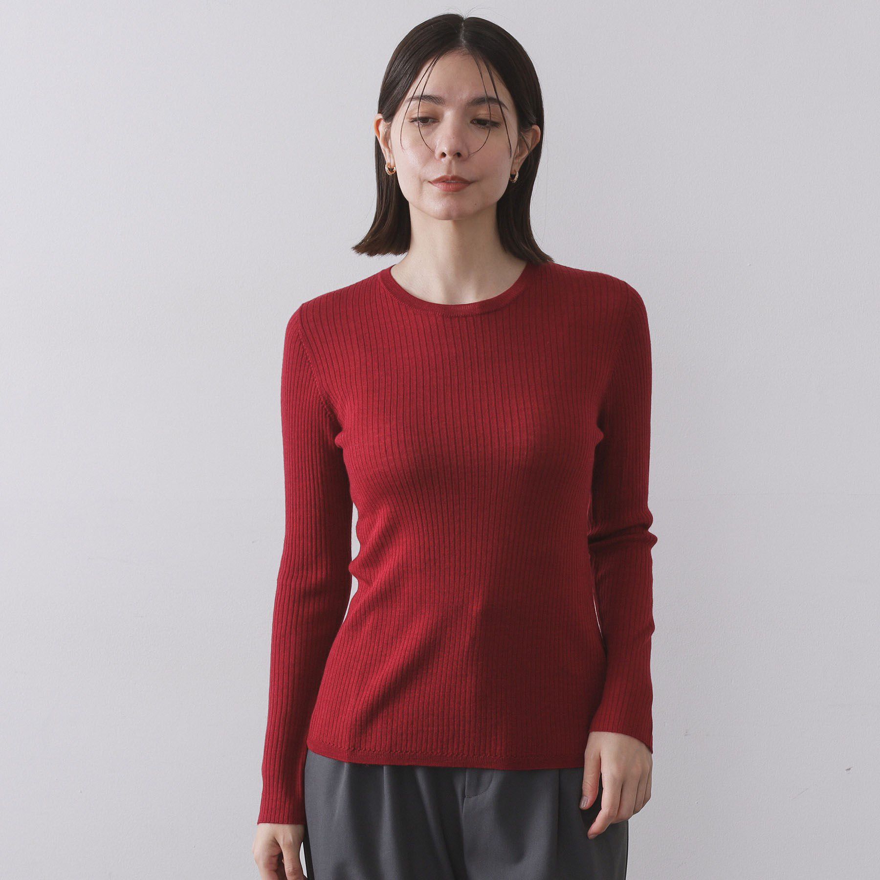 OPAQUE.CLIP「シアーリブニット【洗濯機OK】」|ニット・セーター|