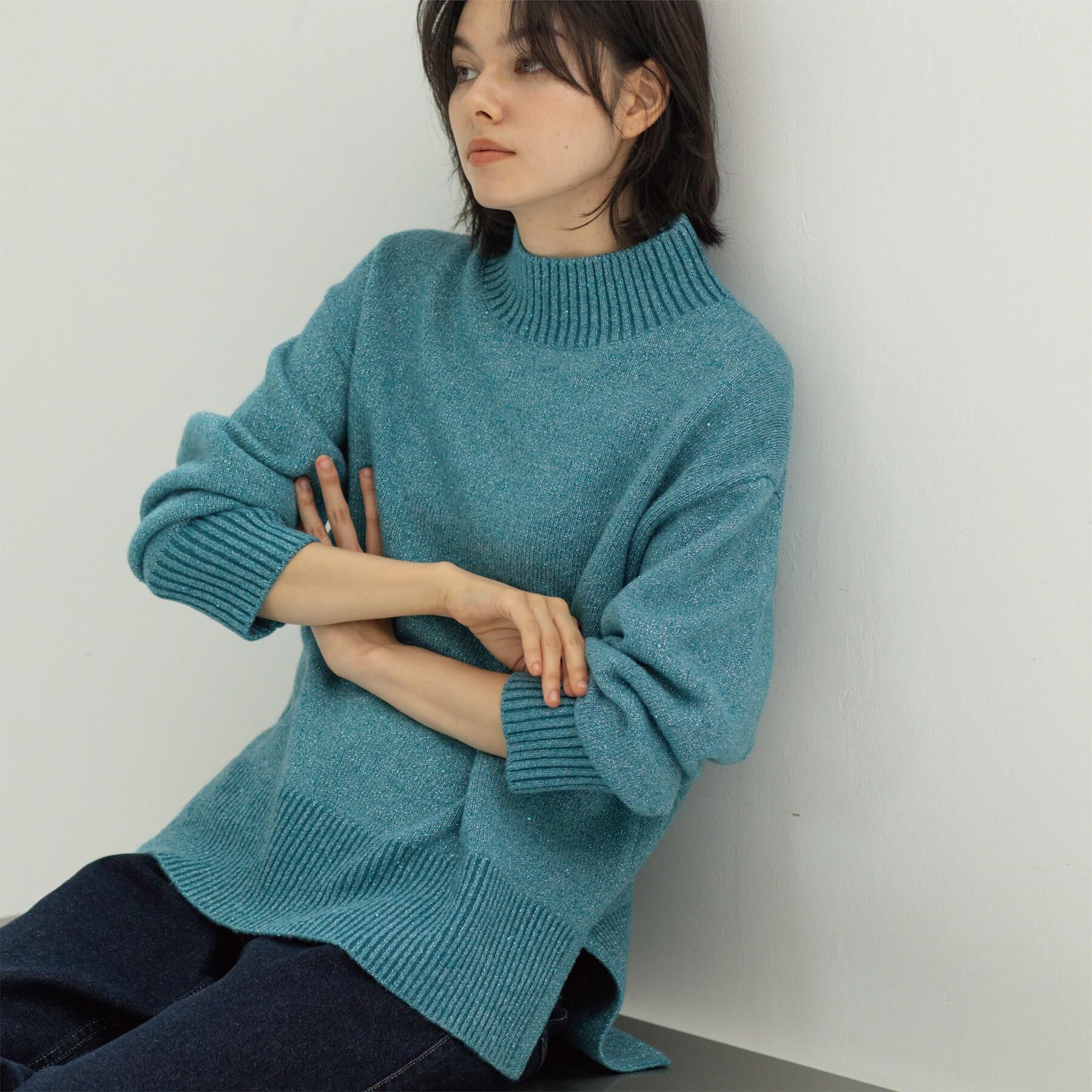 OPAQUE.CLIP「ラメスパンコールハイネックニット/セットアップ対応可【洗濯機OK】」|ニット・セーター|