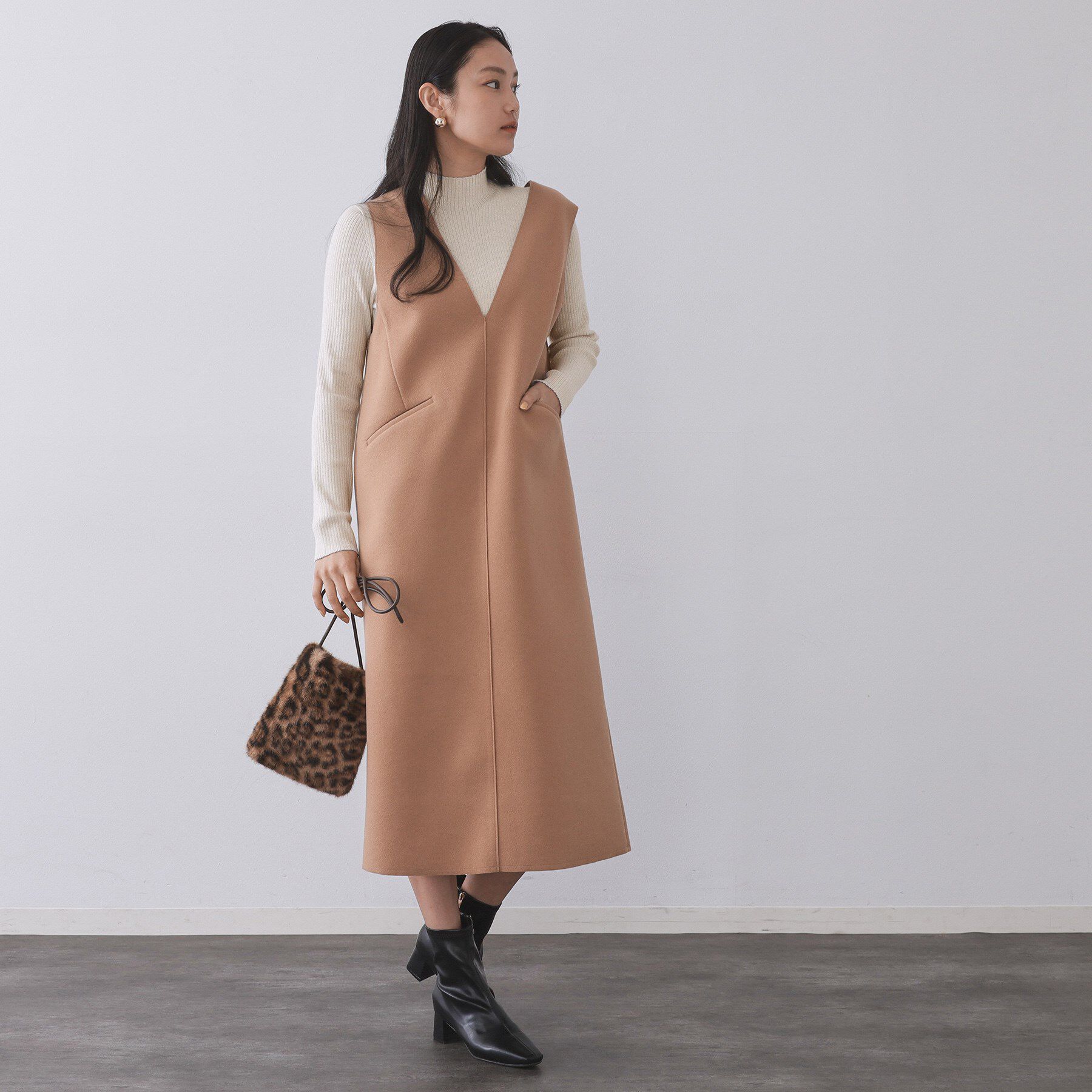 OPAQUE.CLIP「ハイネックリブニット【洗濯機OK】」|ニット・セーター|