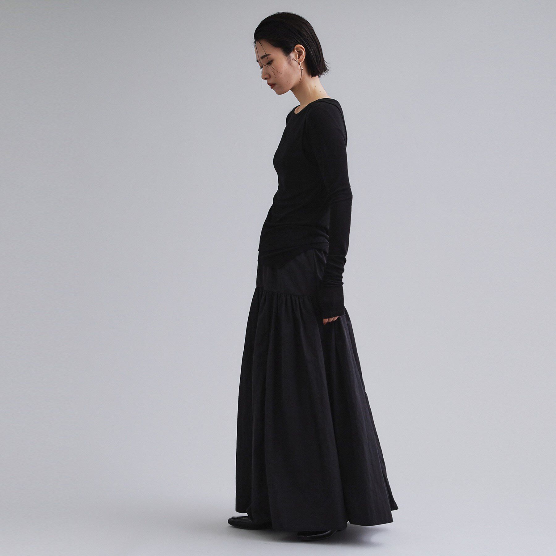 OPAQUE.CLIP「【es】シアーリブアシメレイヤードカットソー」|Tシャツ・カットソー|