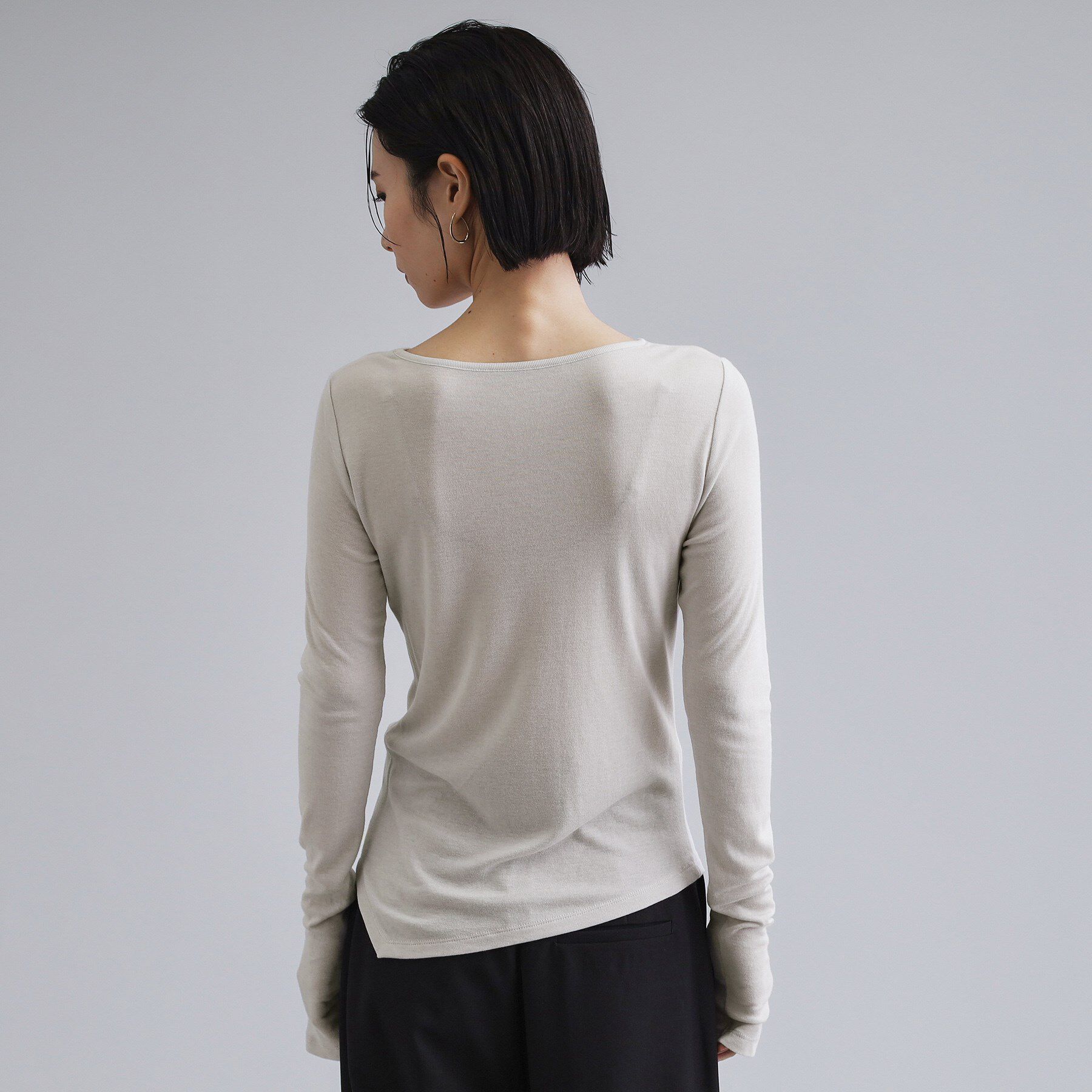 OPAQUE.CLIP「【es】シアーリブアシメレイヤードカットソー」|Tシャツ・カットソー|