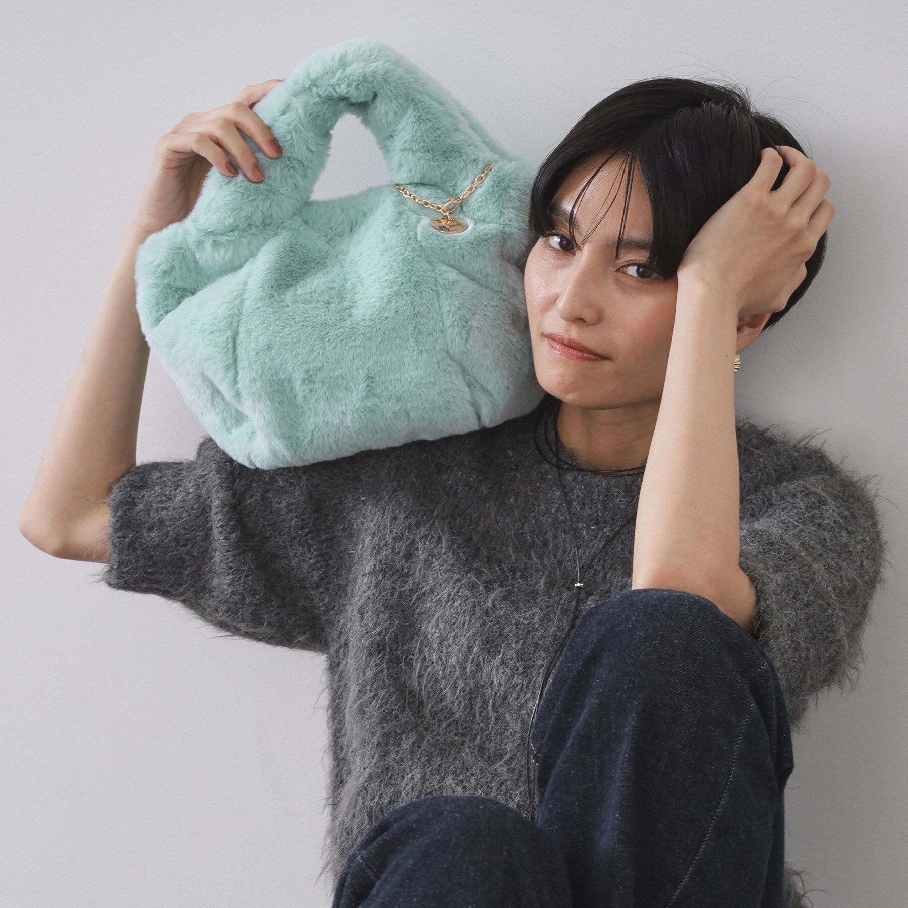 OPAQUE.CLIP「【2WAY】フェイクファーミドルトートバッグ」|トートバッグ|