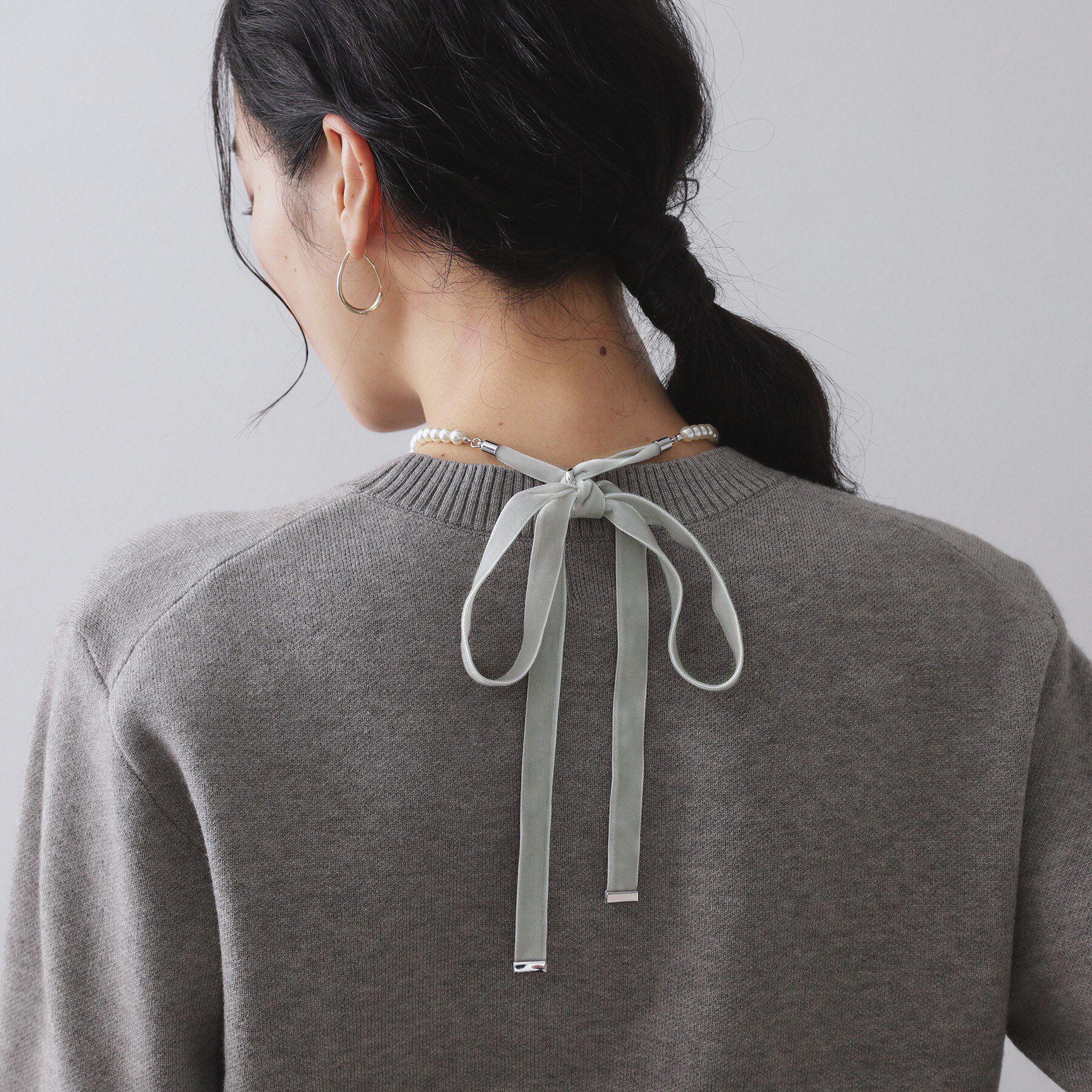 OPAQUE.CLIP「パール調ベロアラリエット風ネックレス」|ネックレス|