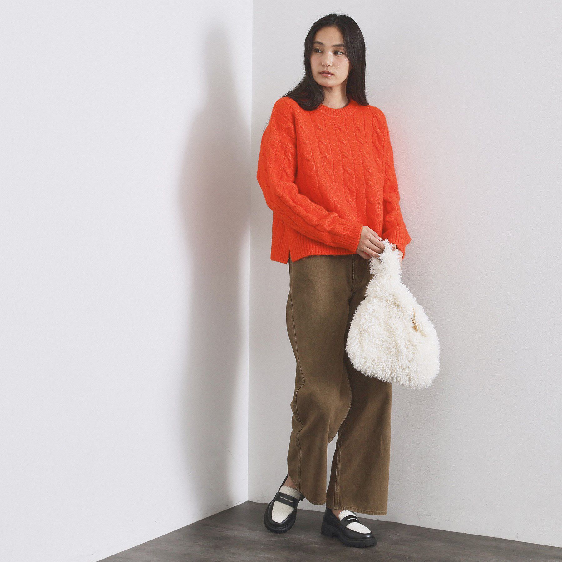 OPAQUE.CLIP「MIXミドルゲージケーブルニット【洗濯機OK】」|ニット・セーター|