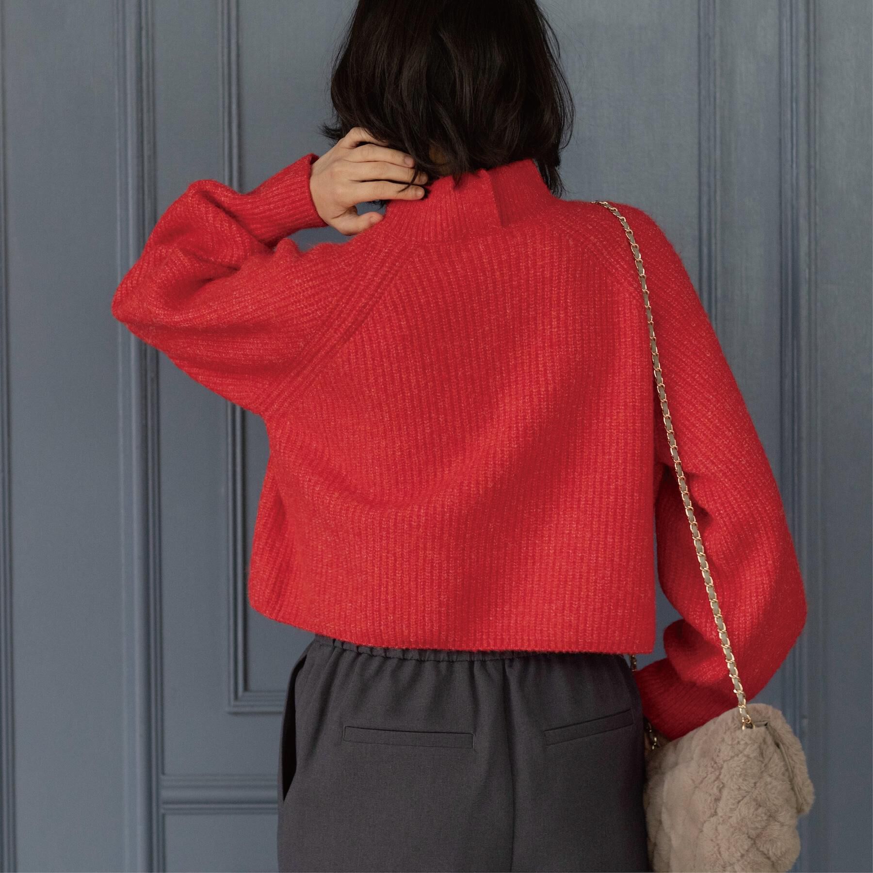 OPAQUE.CLIP「MIXミドルゲージショートあぜニット【洗濯機OK】」|ニット・セーター|