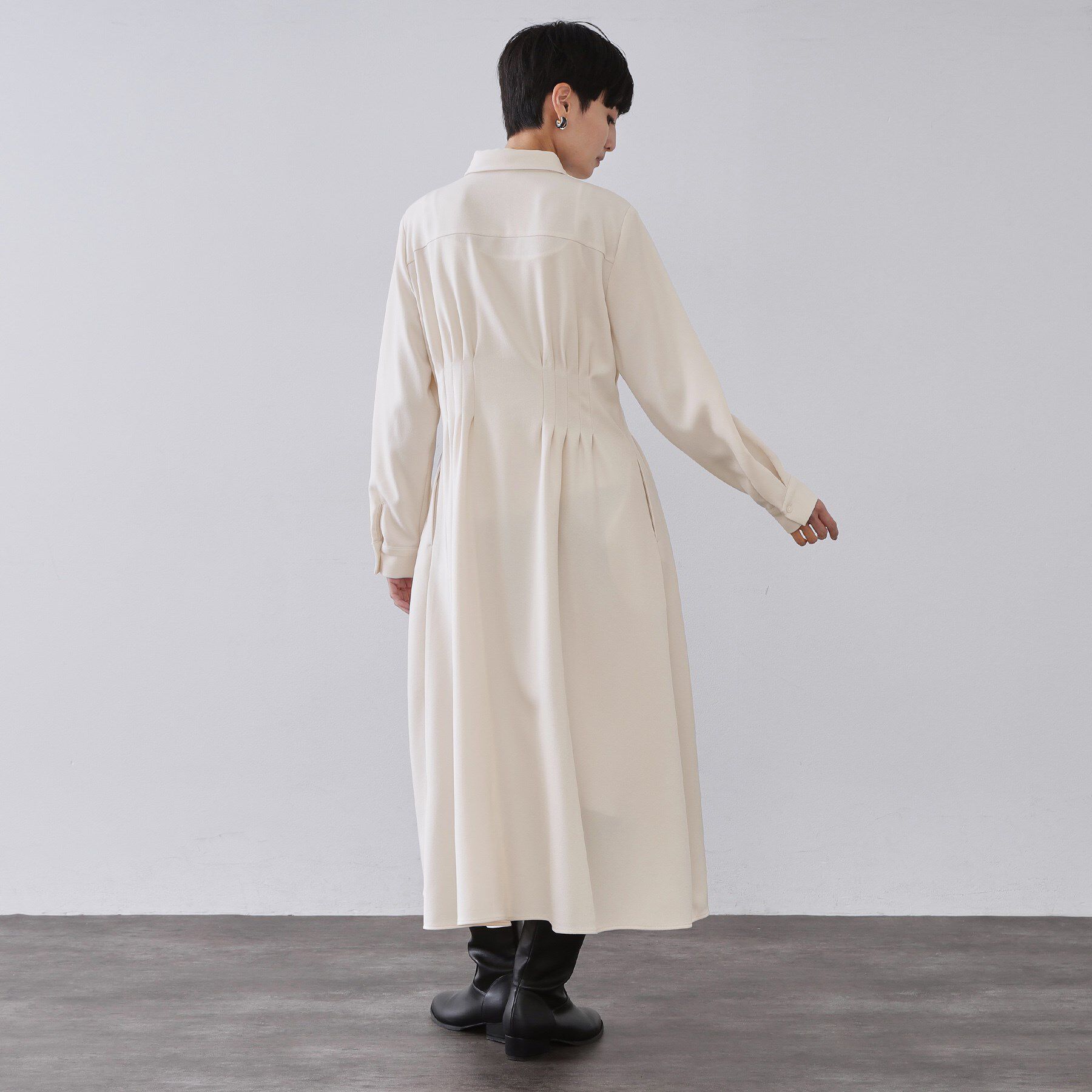 OPAQUE.CLIP「ウエストタックフィット＆フレアワンピース【洗濯機OK】」|ワンピース|