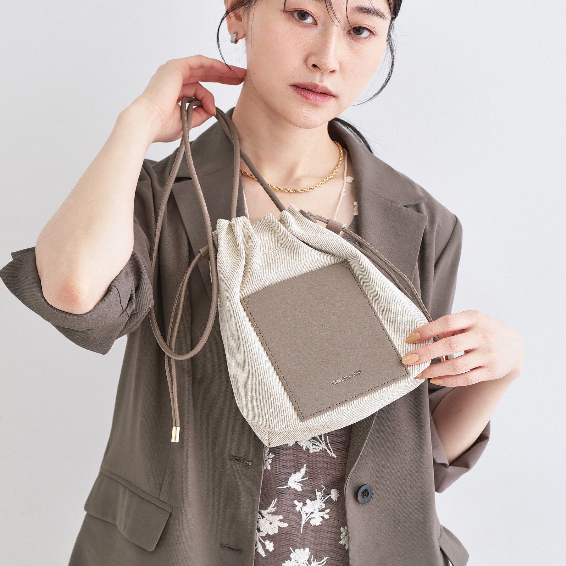 OPAQUE.CLIP「素材アソートサイドドロストミニショルダーバッグ【長さ調整可能】」|ショルダー・メッセンジャー|モカブラウン(542