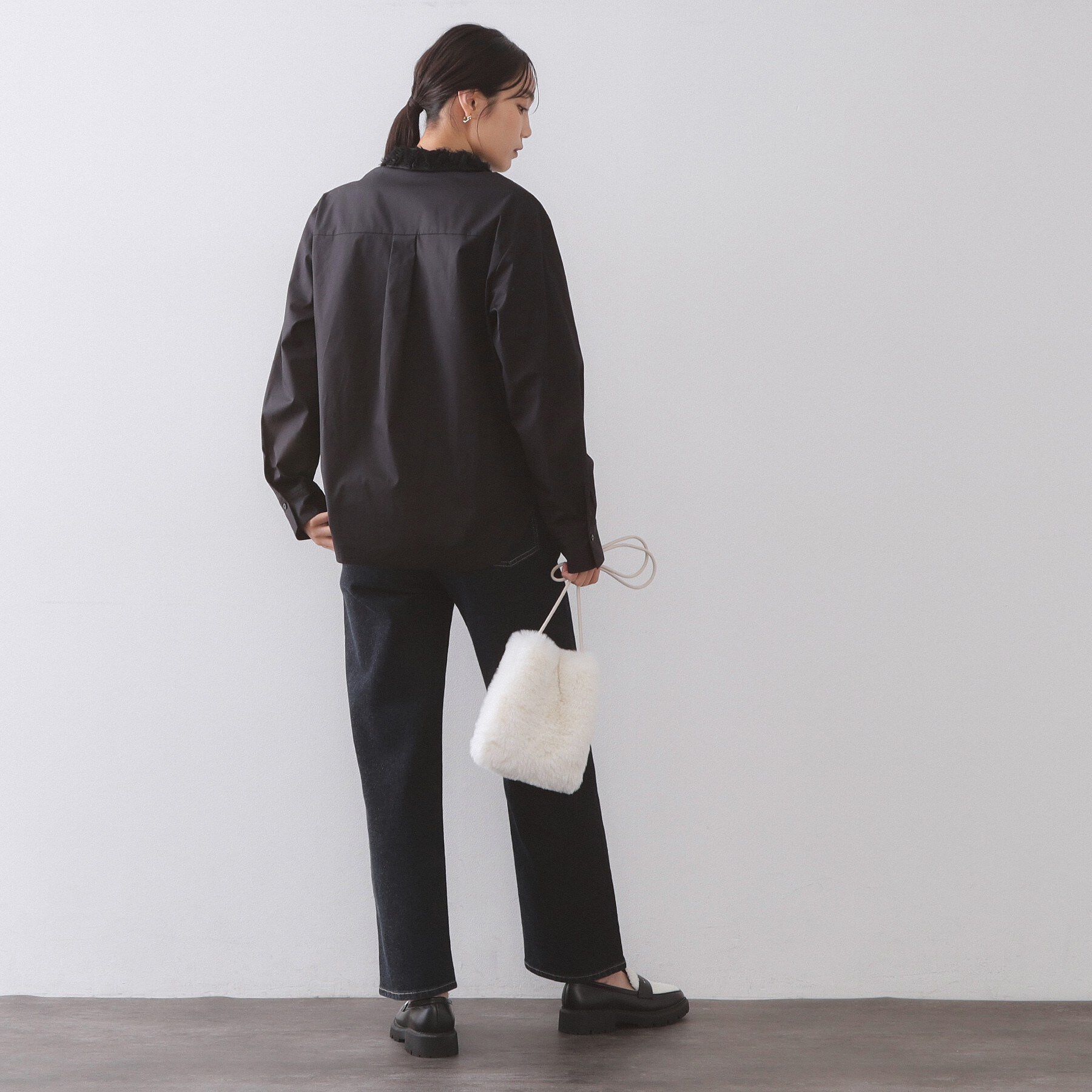 OPAQUE.CLIP「襟チュールシャツ【洗濯機OK】」|シャツ・ブラウス|