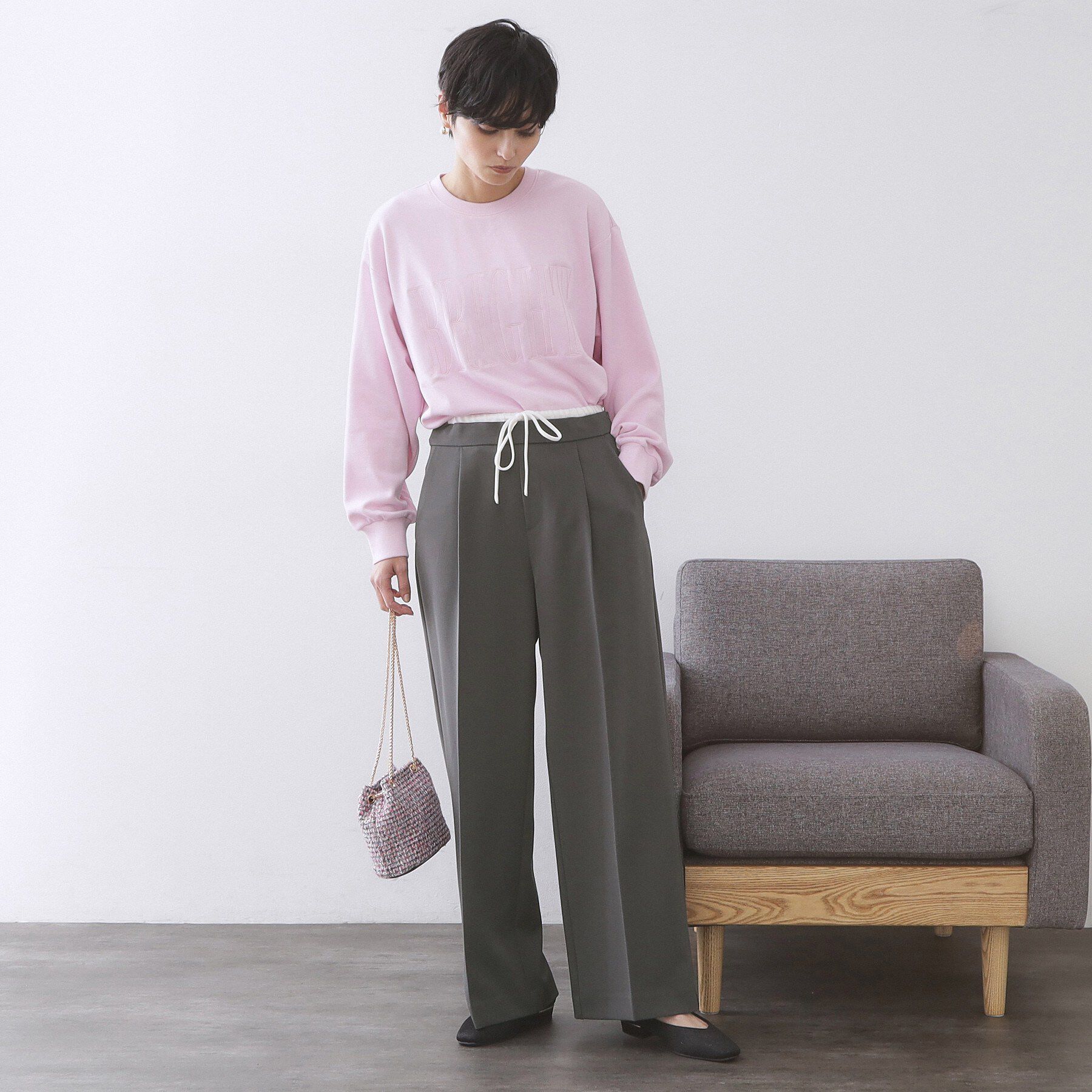 OPAQUE.CLIP「サテンレイヤード風ワイドパンツ【洗濯機OK】」|その他|