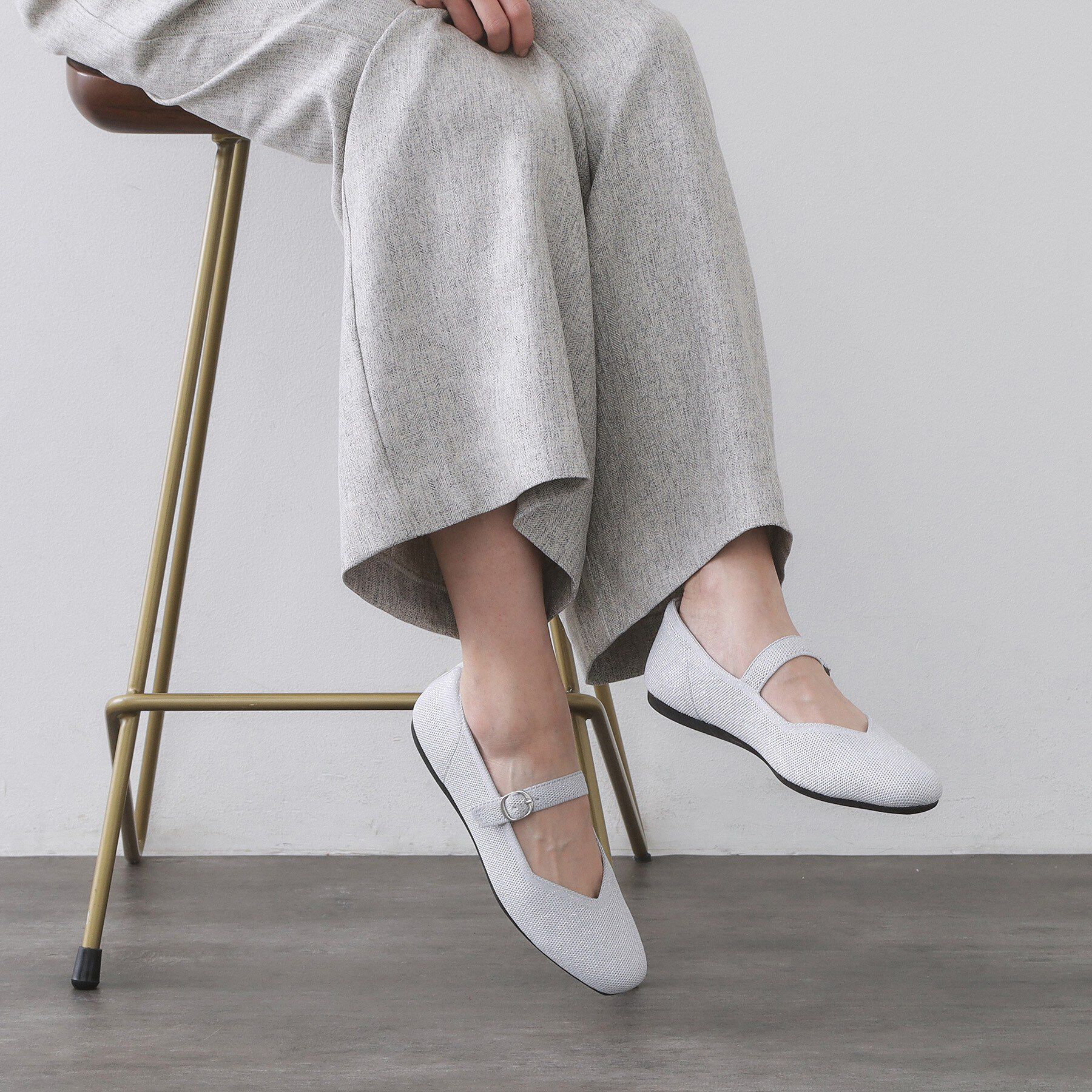 OPAQUE.CLIP「【抗菌防臭／軽量／ウォッシャブル】スクエアトゥニットメリージェーン」|パンプス|