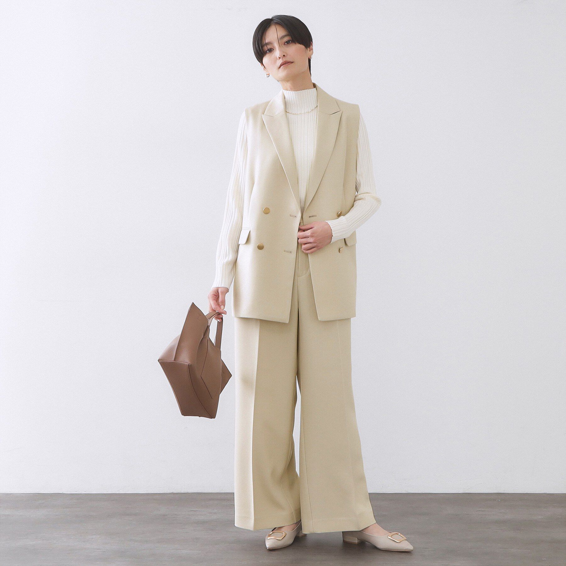 OPAQUE.CLIP「金ボタンデザインワイドパンツ/セットアップ対応【洗濯機OK】《S～LL》」|その他|