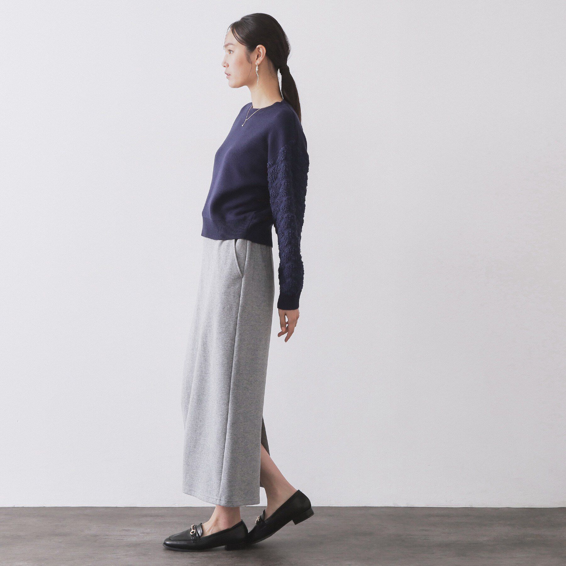 OPAQUE.CLIP「ループヤーンスリーブニット【洗濯機OK】」|ニット・セーター|