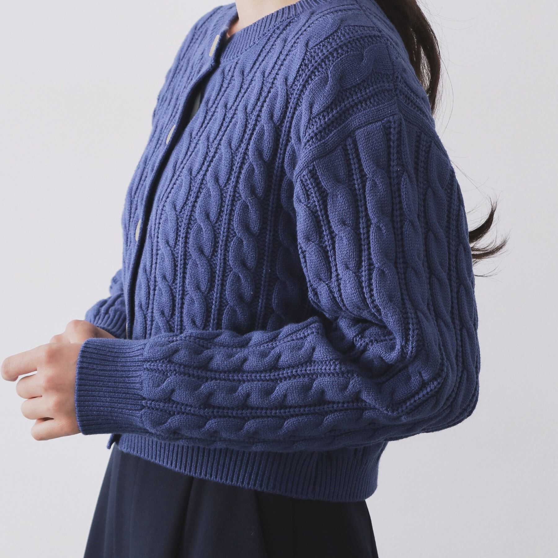 OPAQUE.CLIP「ケーブルミドルゲージニットカーディガン【洗濯機OK】」|カーディガン|