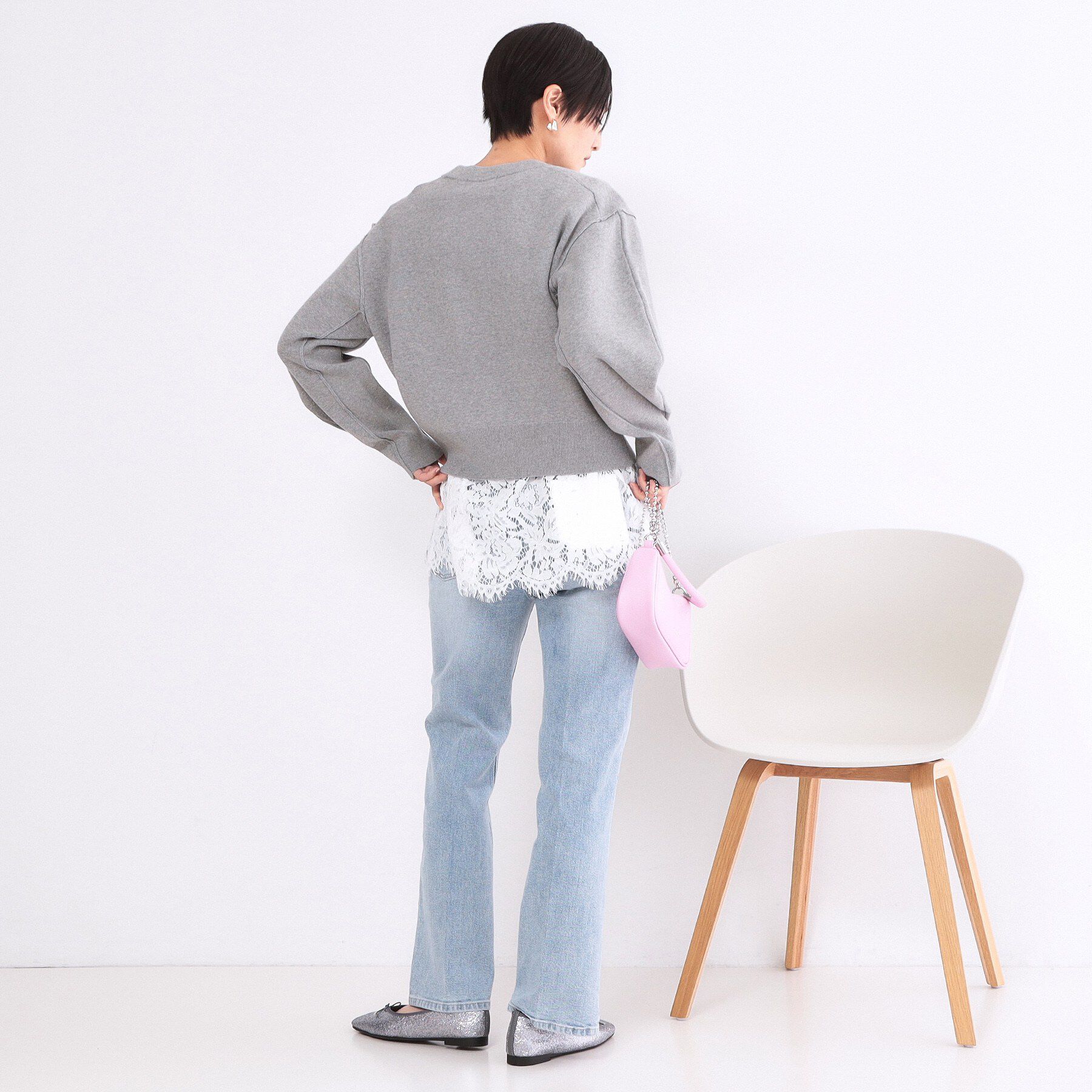 OPAQUE.CLIP「スウェットライクショートニット【洗濯機OK】」|ニット・セーター|