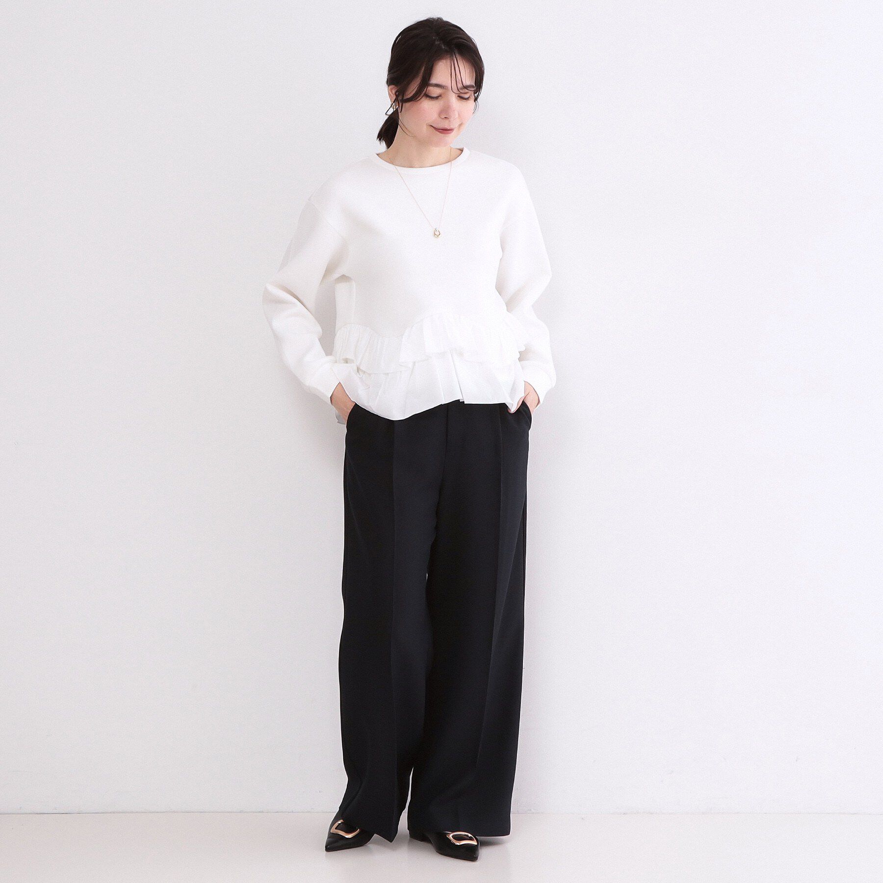 OPAQUE.CLIP「裾フリルドッキングトップス【洗濯機OK】」|Tシャツ・カットソー|