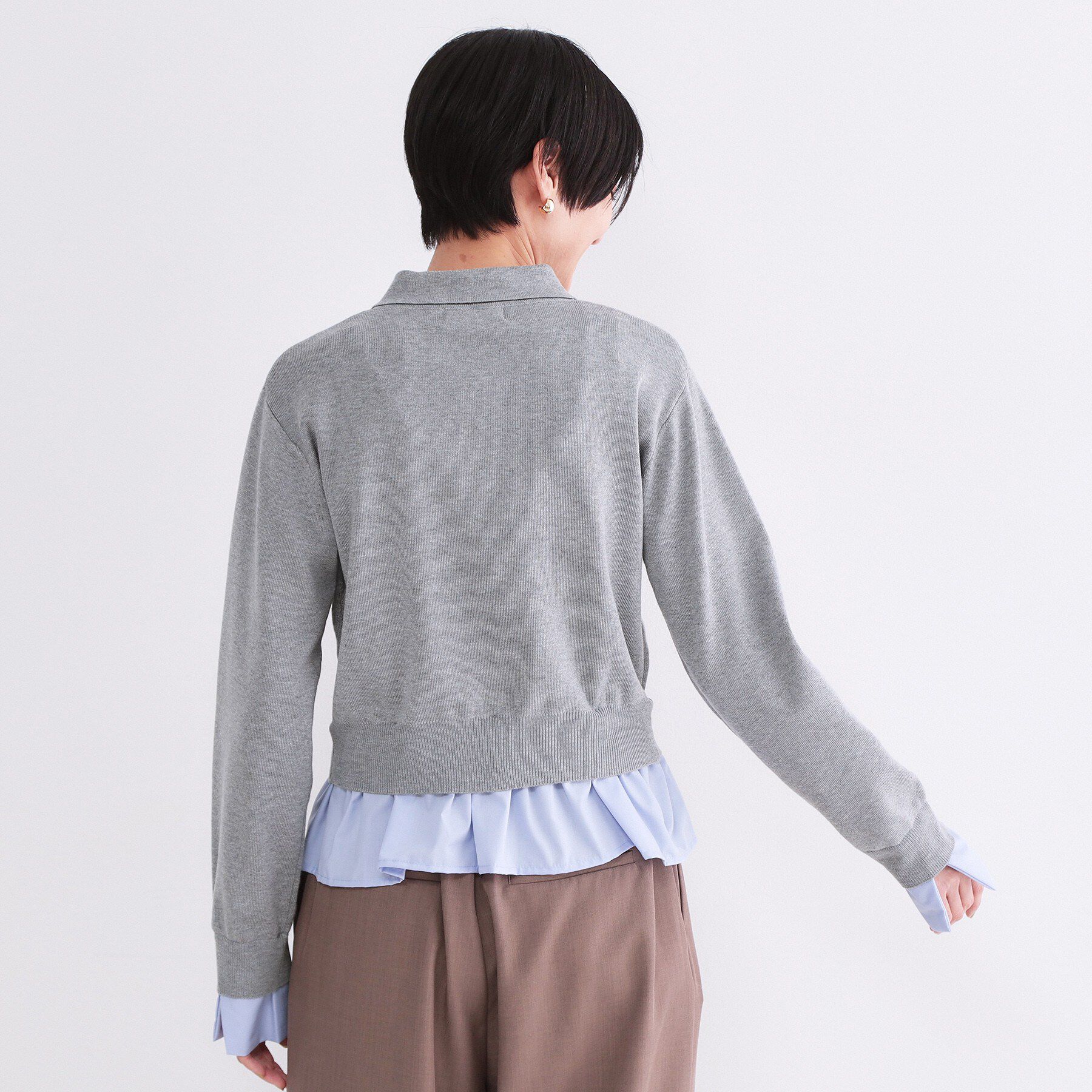 OPAQUE.CLIP「ポロ衿シャツドッキングニット【洗濯機OK】」|カーディガン|