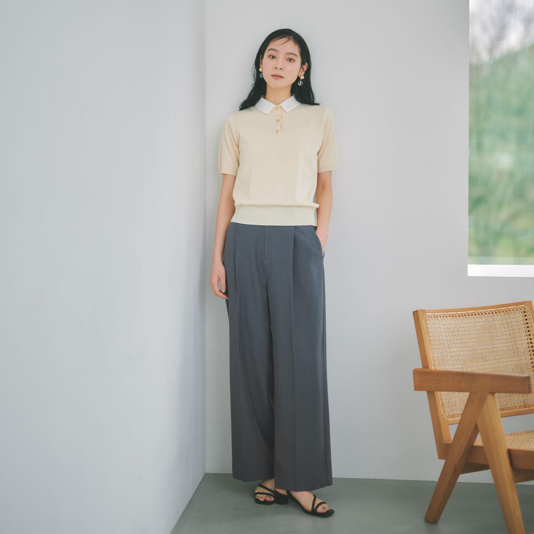 OPAQUE.CLIP「美脚ストレッチストレートワイドパンツ【洗濯機OK】」|その他|