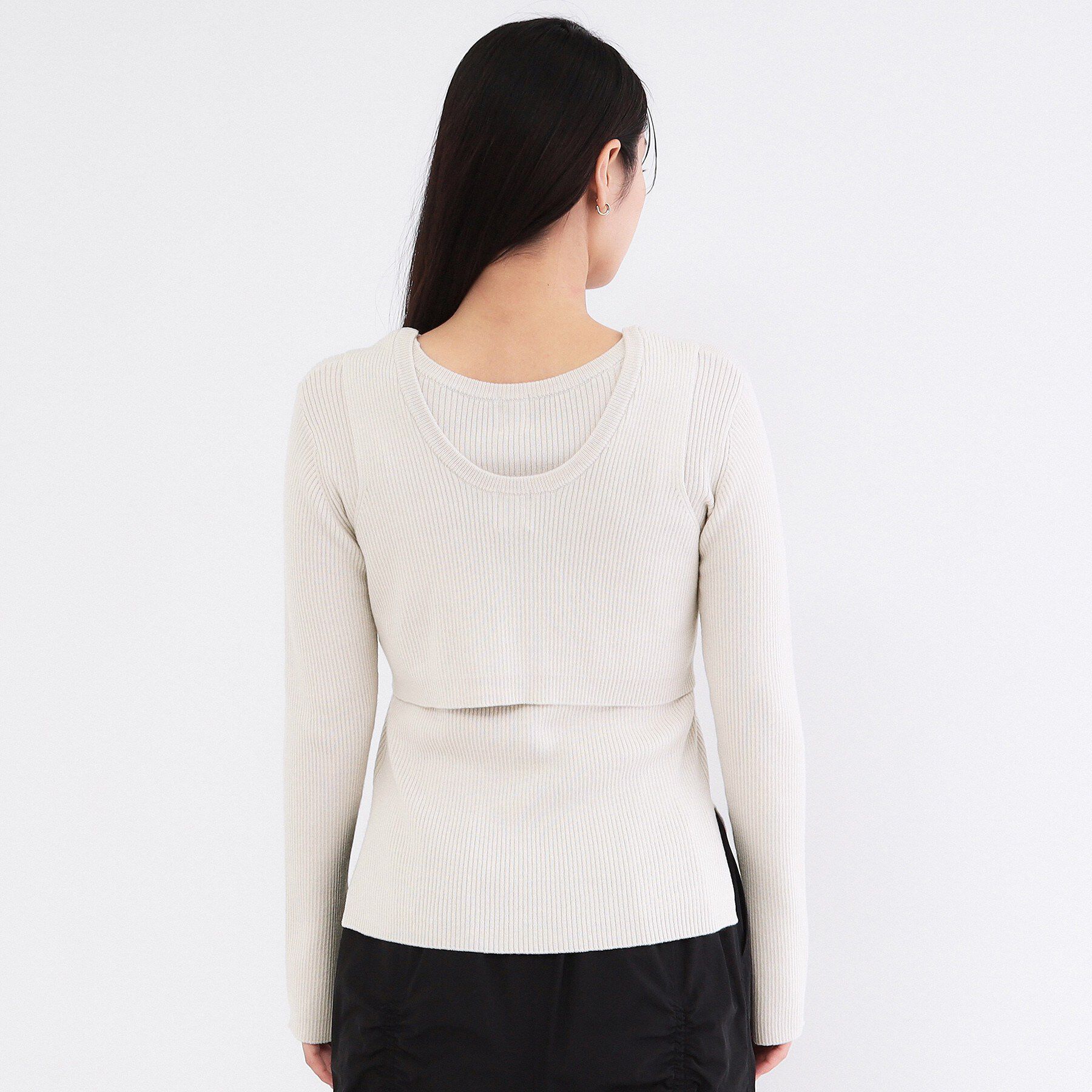 OPAQUE.CLIP「《ツインセット》ビスチェベスト&times;リブニット【洗濯機OK】」|ニット・セーター|