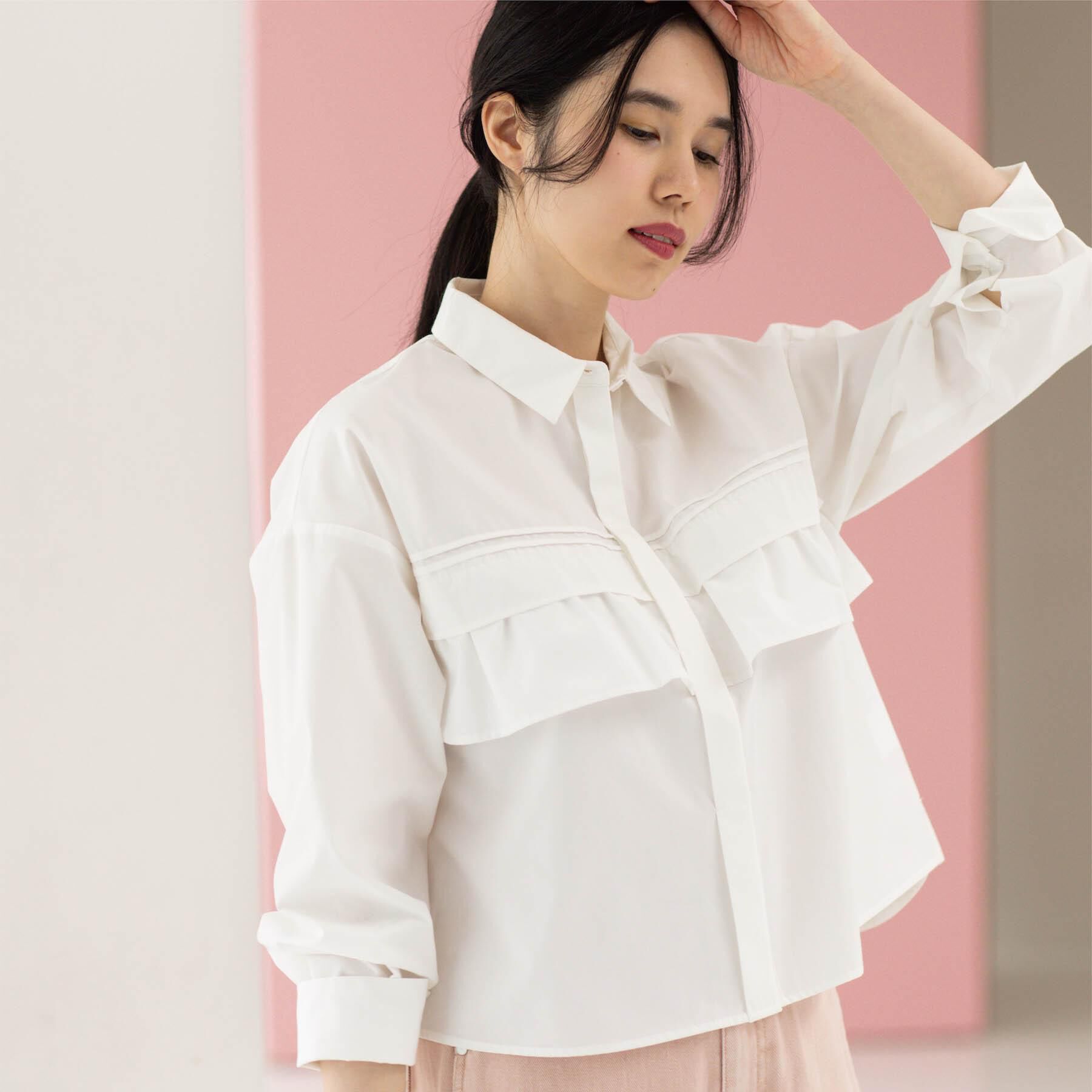 OPAQUE.CLIP「タックフリルシャツ【洗濯機OK】」|シャツ・ブラウス|