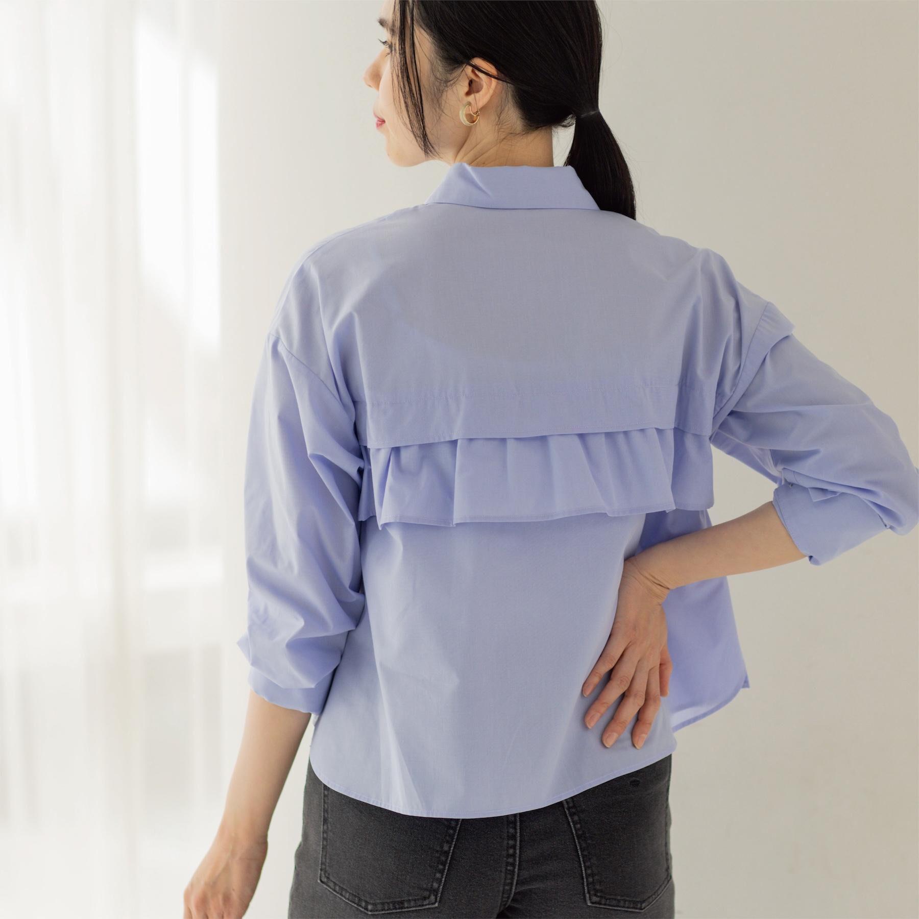 OPAQUE.CLIP「タックフリルシャツ【洗濯機OK】」|シャツ・ブラウス|
