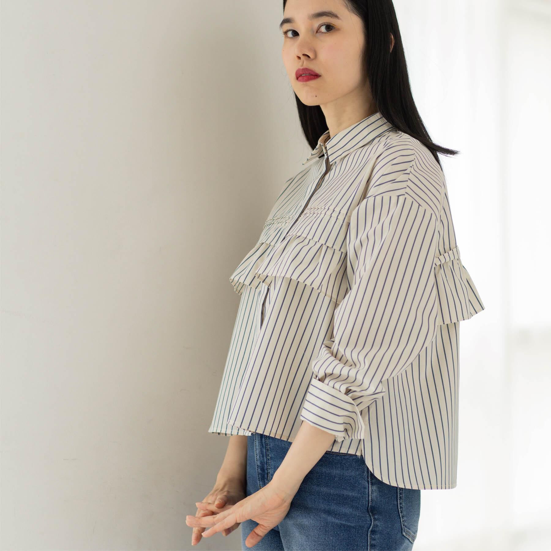 OPAQUE.CLIP「タックフリルシャツ【洗濯機OK】」|シャツ・ブラウス|