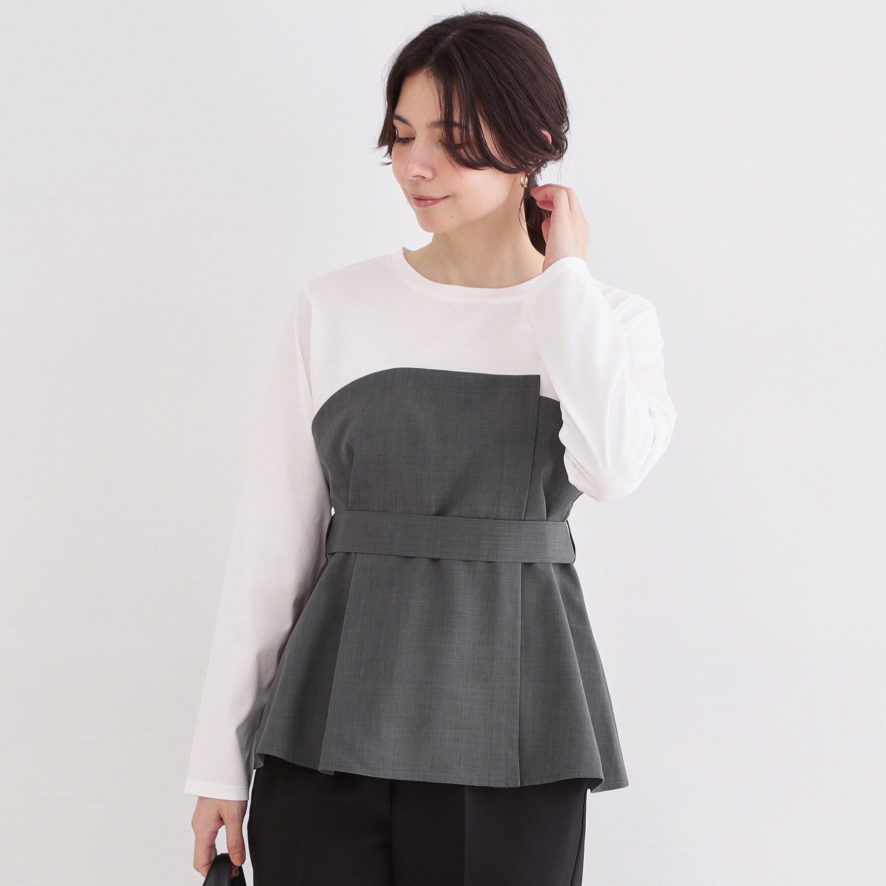 OPAQUE.CLIP「ビスチェドッキングカットソー【洗濯機OK】」|Tシャツ・カットソー|