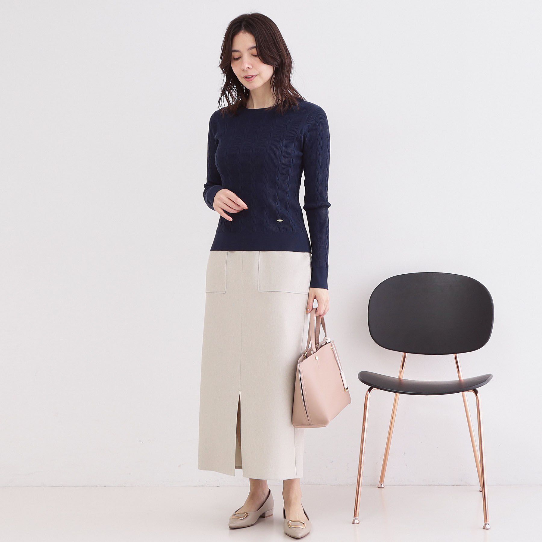 OPAQUE.CLIP「ケーブル編みニット【洗濯機OK】」|ニット・セーター|