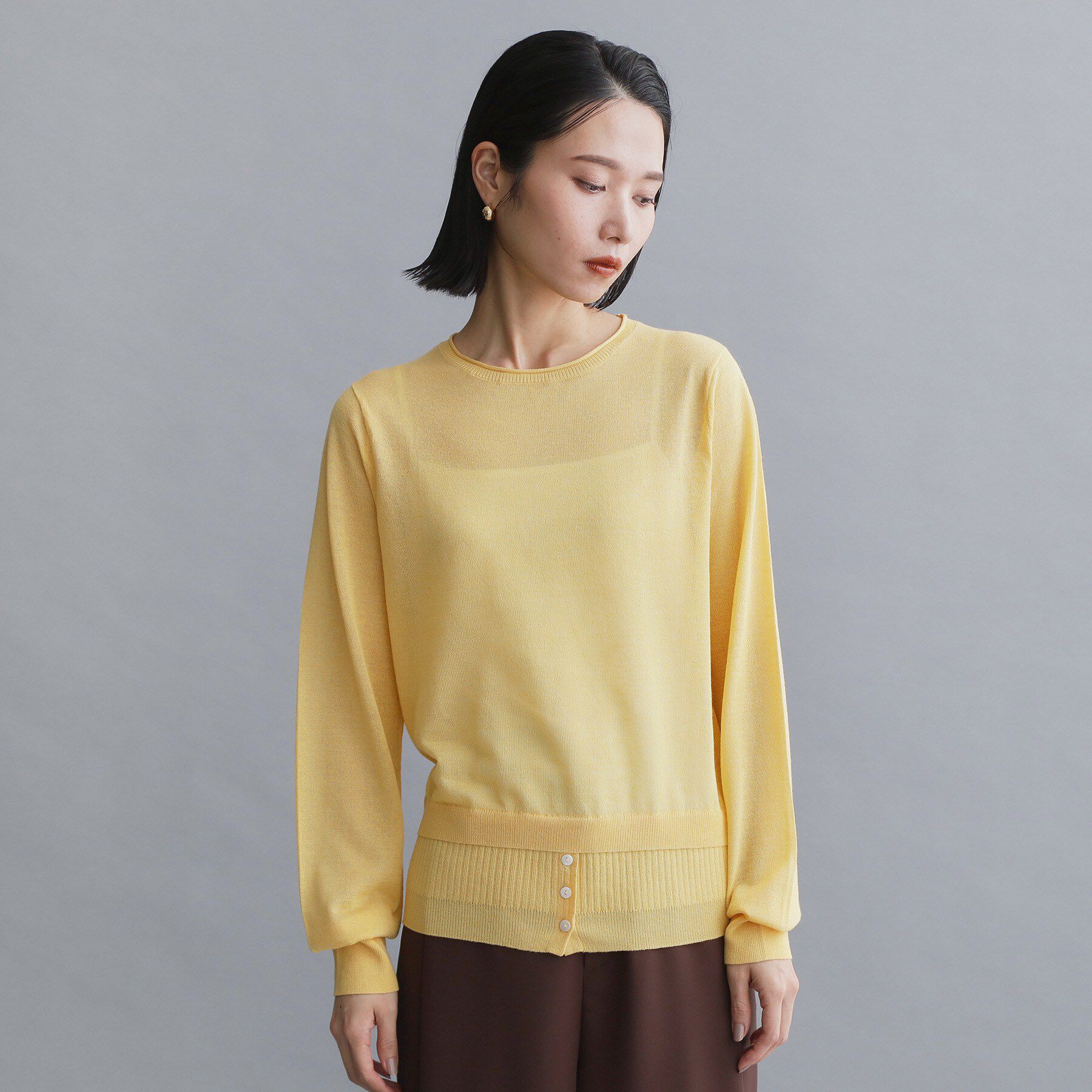 OPAQUE.CLIP「【es】シアーレイヤードニット【洗濯機OK/抗ピル】」|ニット・セーター|