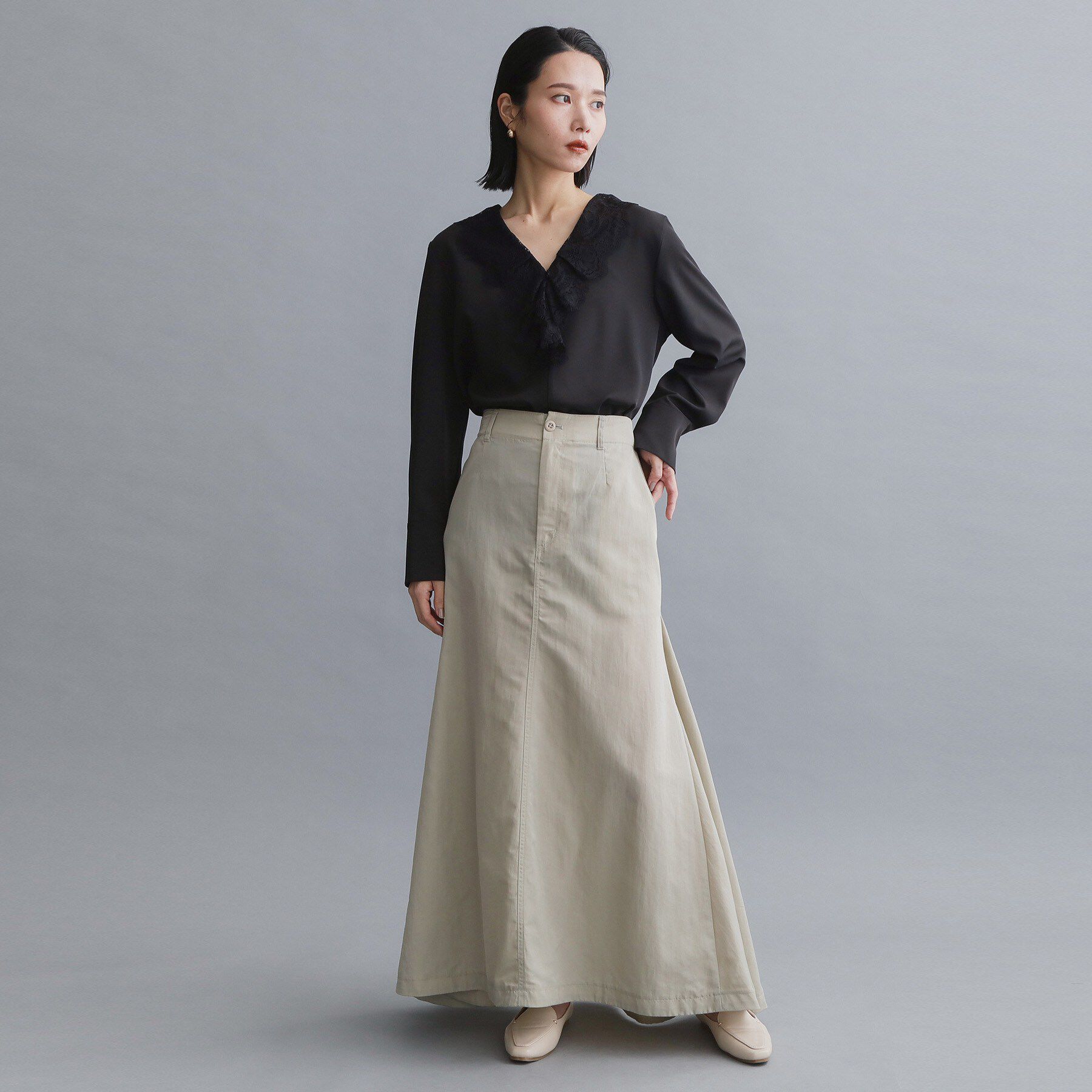 OPAQUE.CLIP「【es】ヒゲレースVネックブラウス【洗濯機OK】」|シャツ・ブラウス|