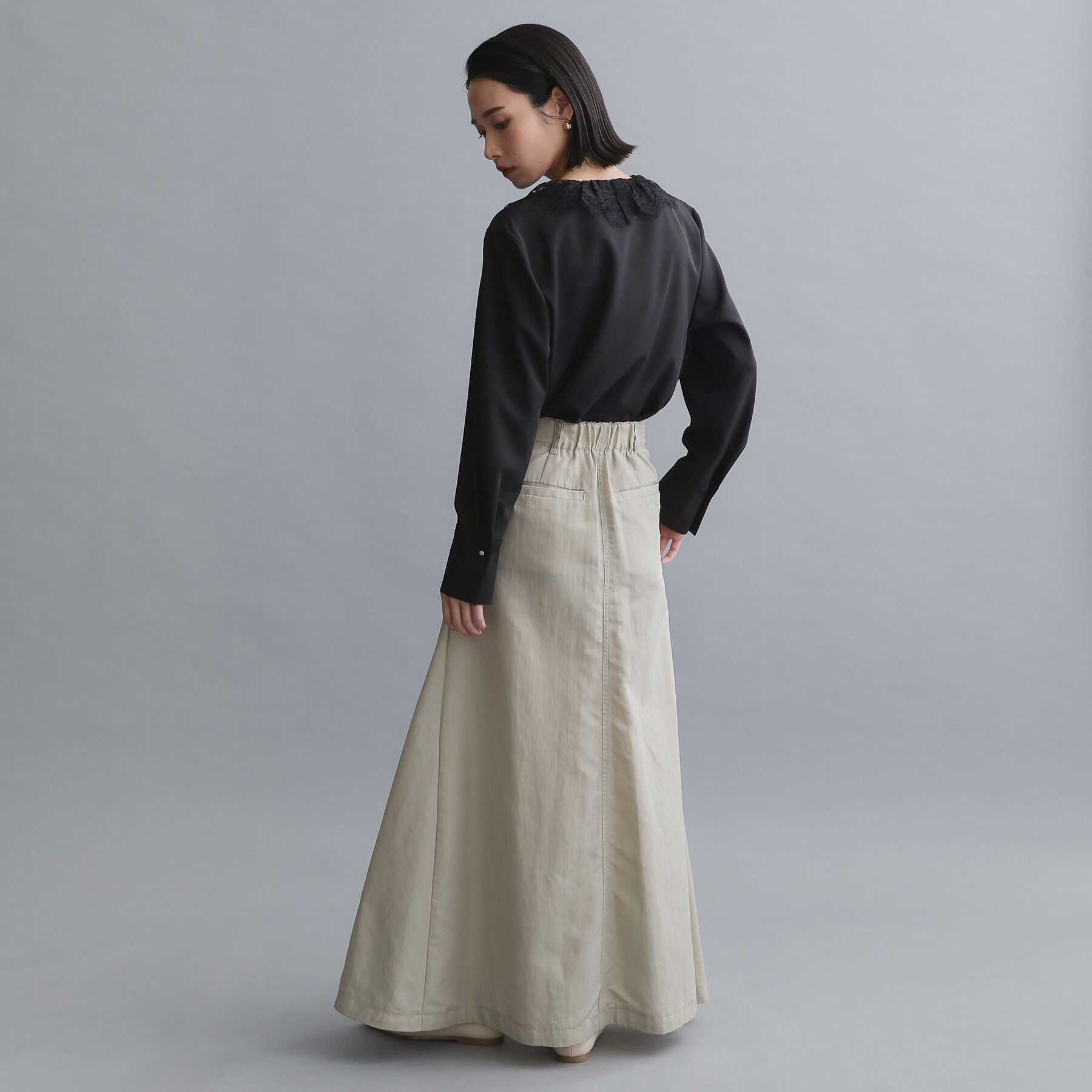 OPAQUE.CLIP「【es】ヒゲレースVネックブラウス【洗濯機OK】」|シャツ・ブラウス|