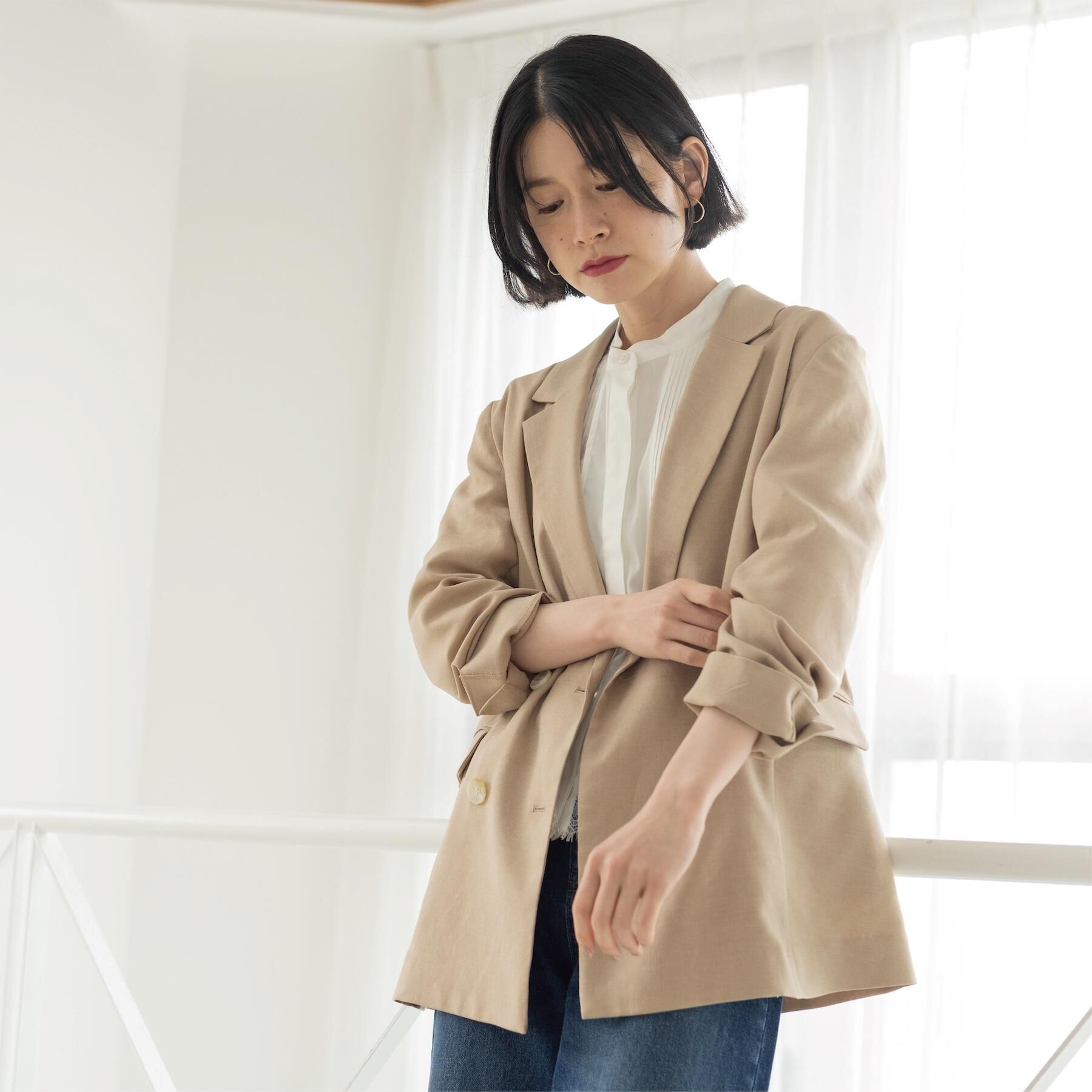 OPAQUE.CLIP「ダブルブレストジャケット【洗える/UVケア/防シワ加工/接触冷感】」|テーラードジャケット|