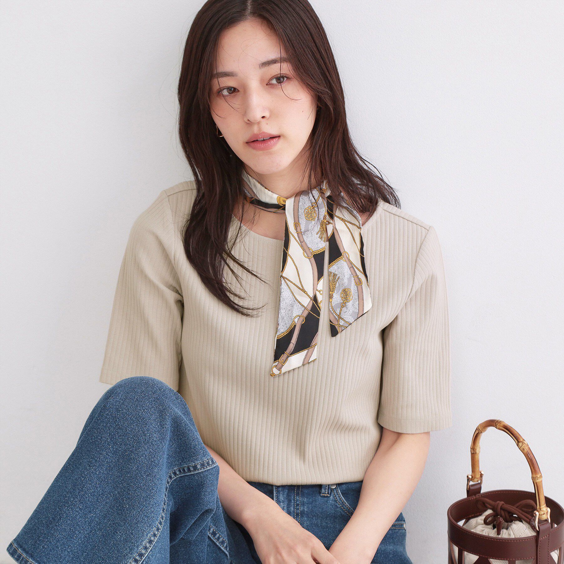 OPAQUE.CLIP「ベーシックリブボートネックカットソー【洗濯機OK】」|Tシャツ・カットソー|グレージュ(050)